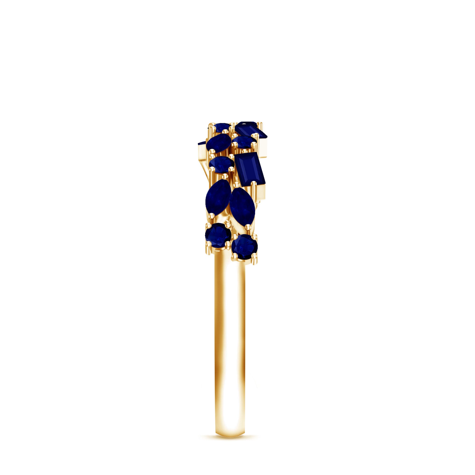 Natural Blue Sapphire Half Eternity Anniversary Ring for Women AAA - Rosec Jewels