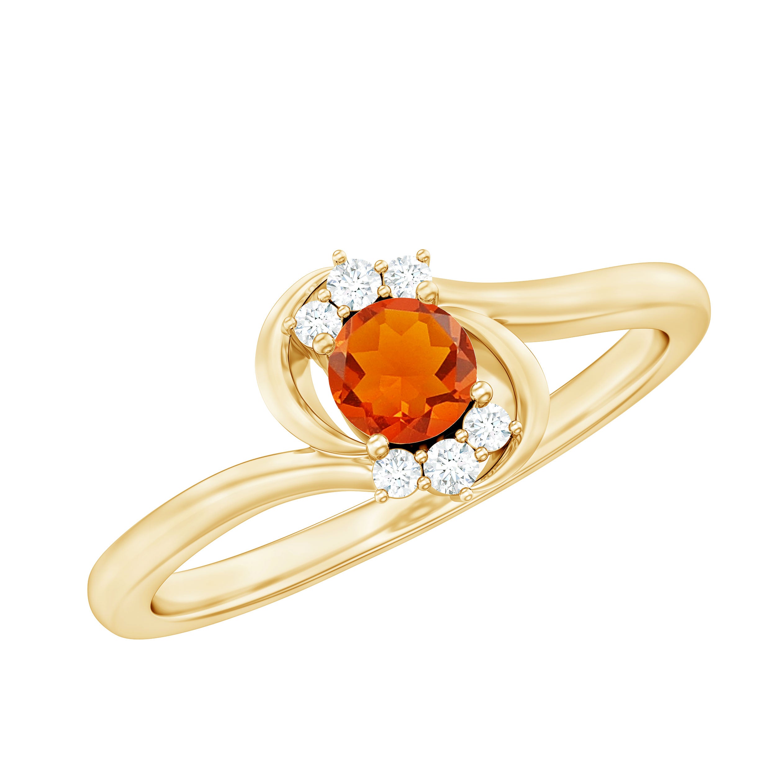 1/4 Ct Fire Opal and Diamond Bypass Promise Ring AAA - Rosec Jewels