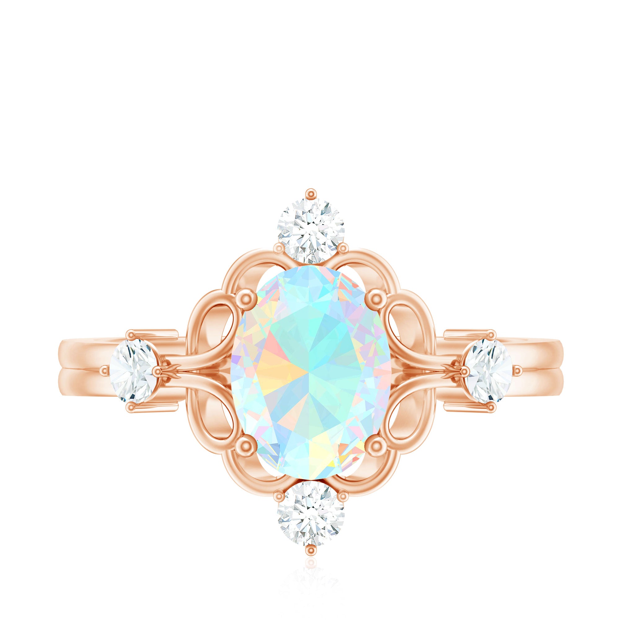 Designer Ethiopian Opal and Diamond Engagement Ring AAA - Rosec Jewels