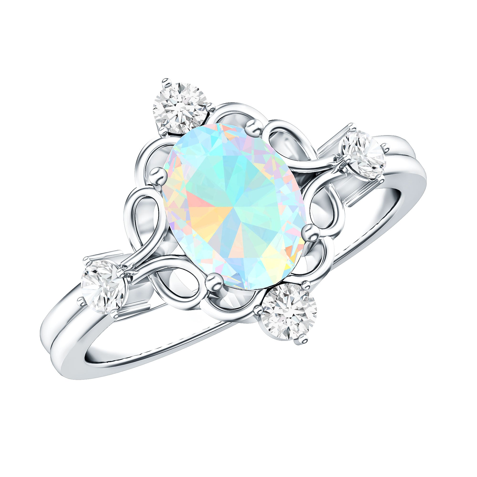 Designer Ethiopian Opal and Diamond Engagement Ring