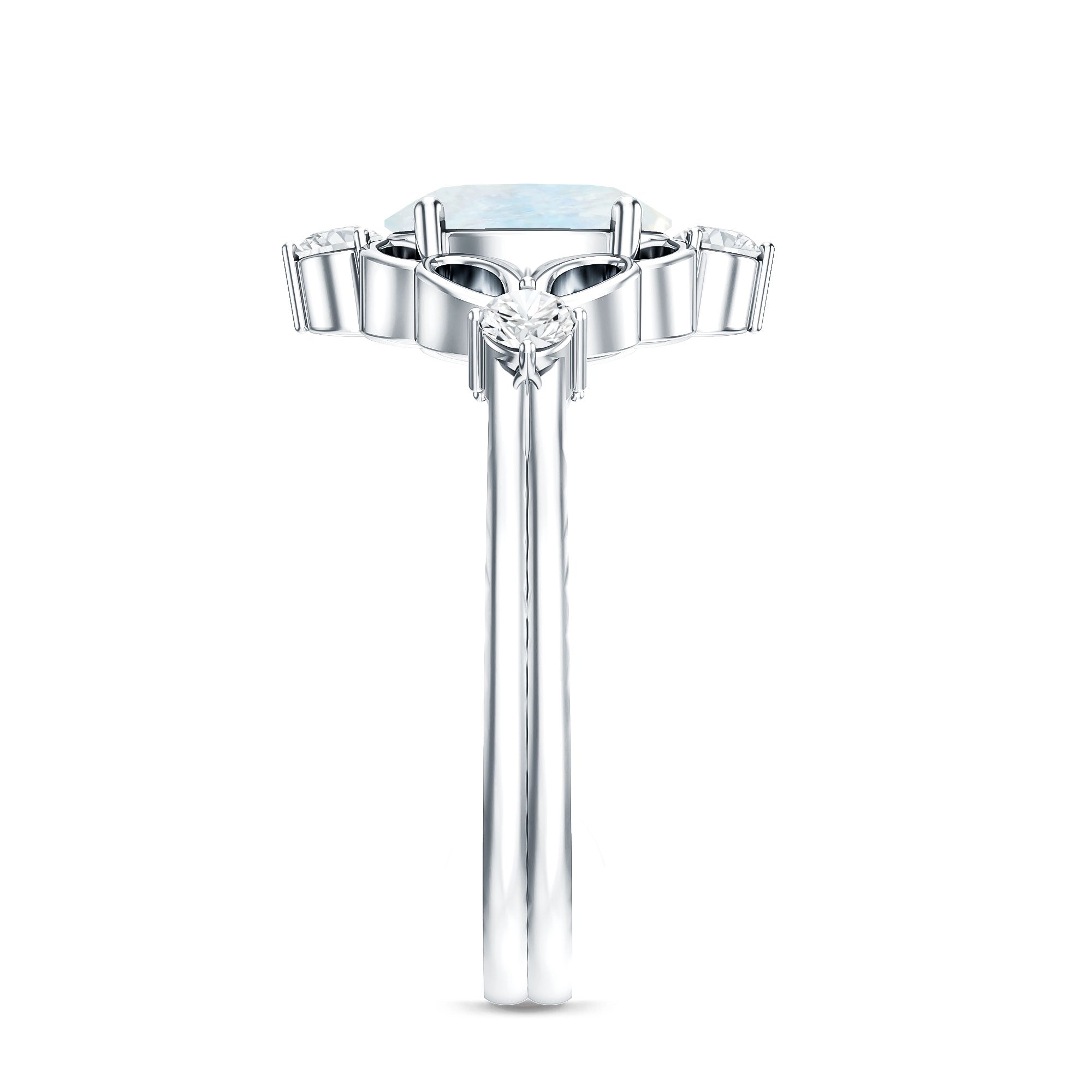 Oval Moonstone Cocktail Ring with Diamond AAA - Rosec Jewels