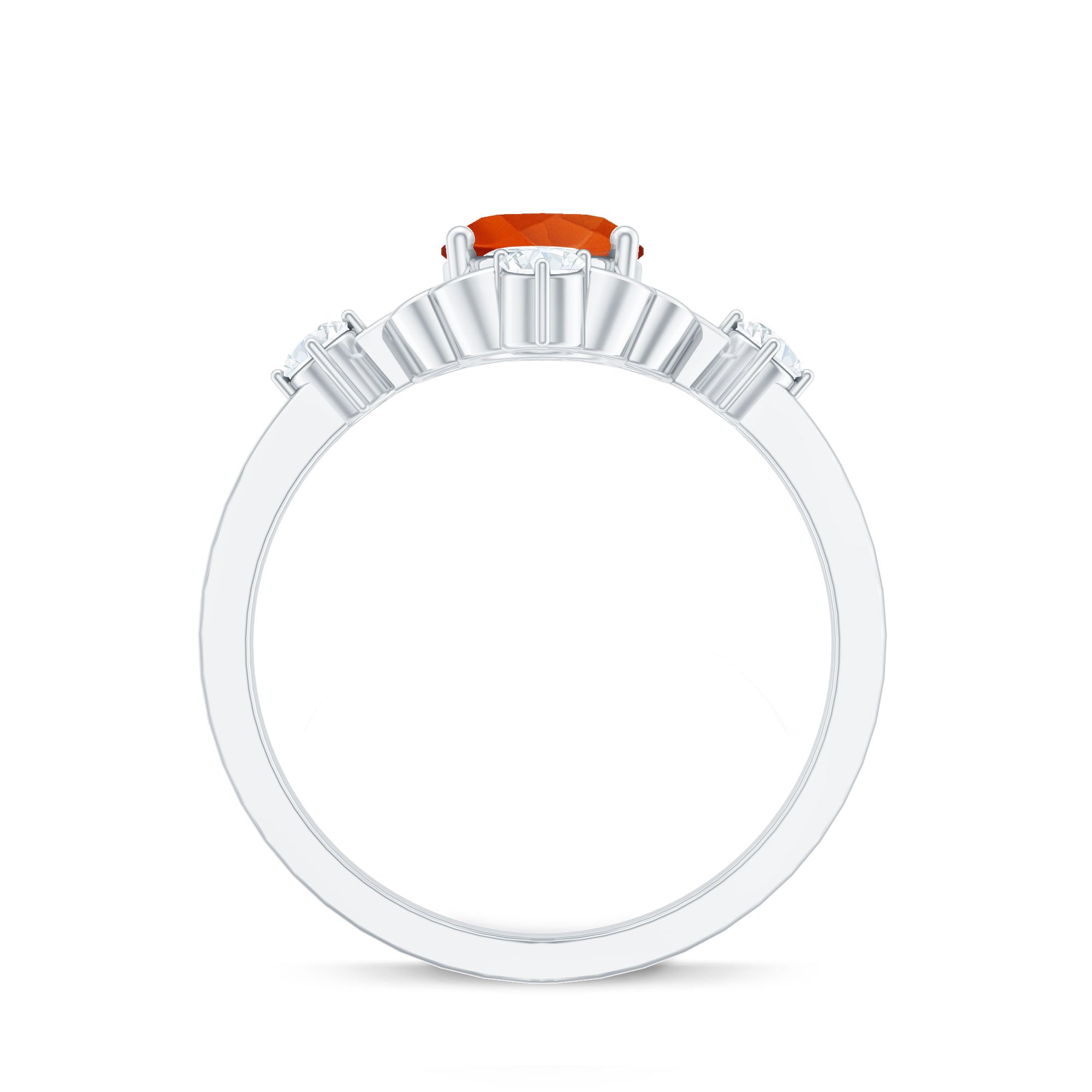 Oval Fire Opal Cocktail Ring with Diamond AAA - Rosec Jewels