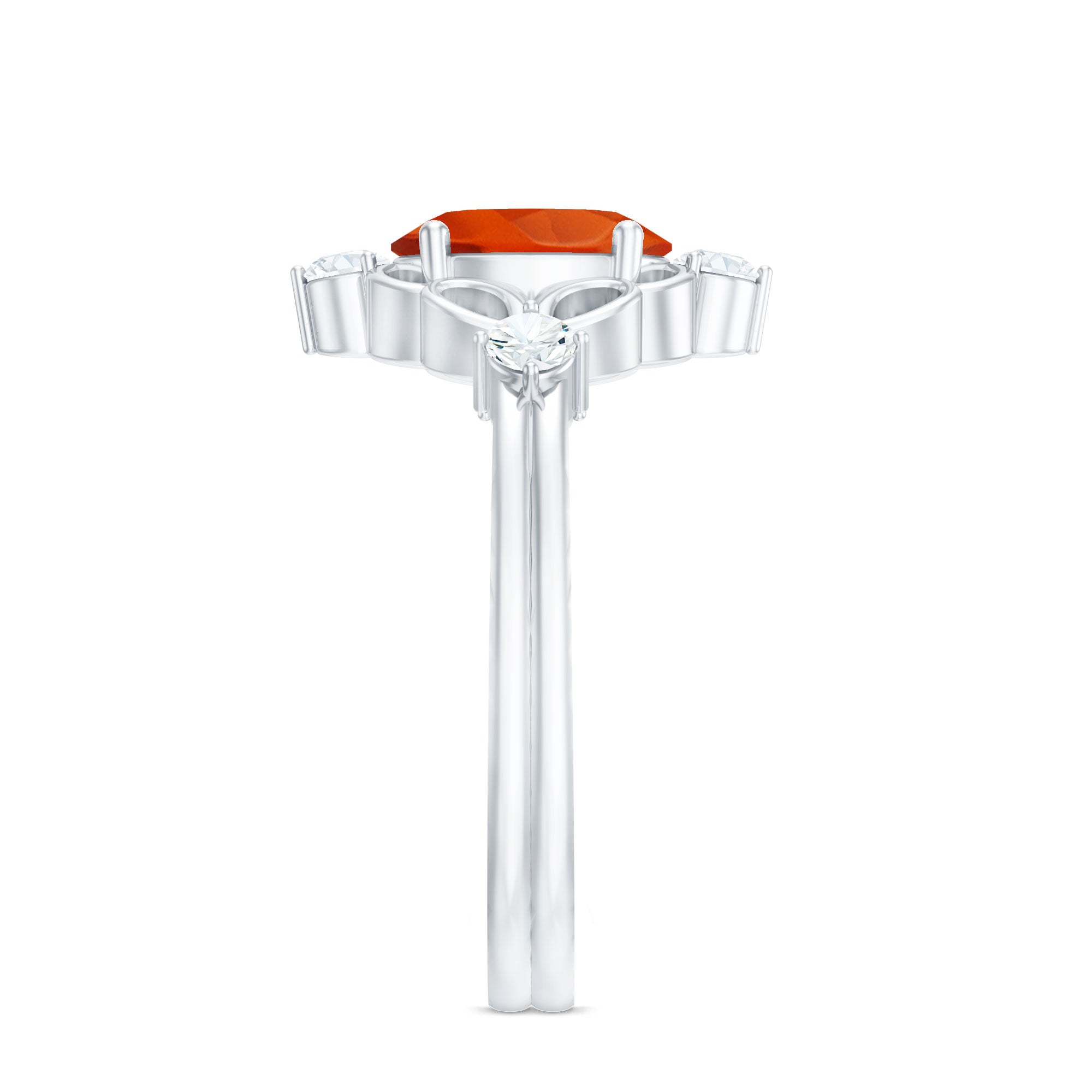 Oval Fire Opal Cocktail Ring with Diamond AAA - Rosec Jewels