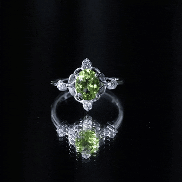 Oval Peridot Cocktail Ring with Diamond AAA - Rosec Jewels