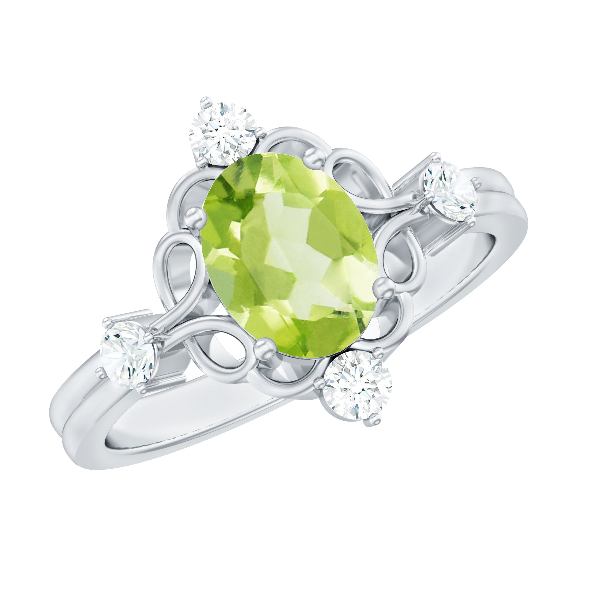 Oval Peridot Cocktail Ring with Diamond