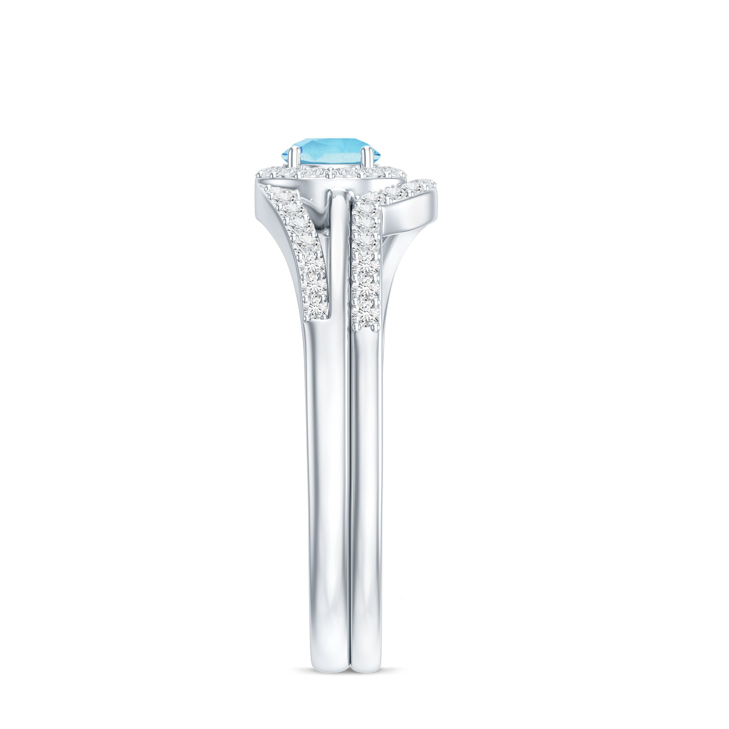 Certified Real Aquamarine Engagement Ring with Diamond Enhancer AAA - Rosec Jewels