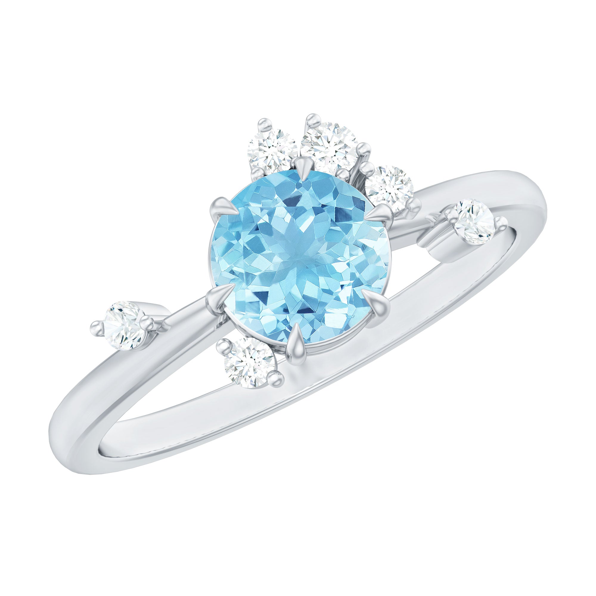 Aquamarine and Diamond Scatter Promise Ring