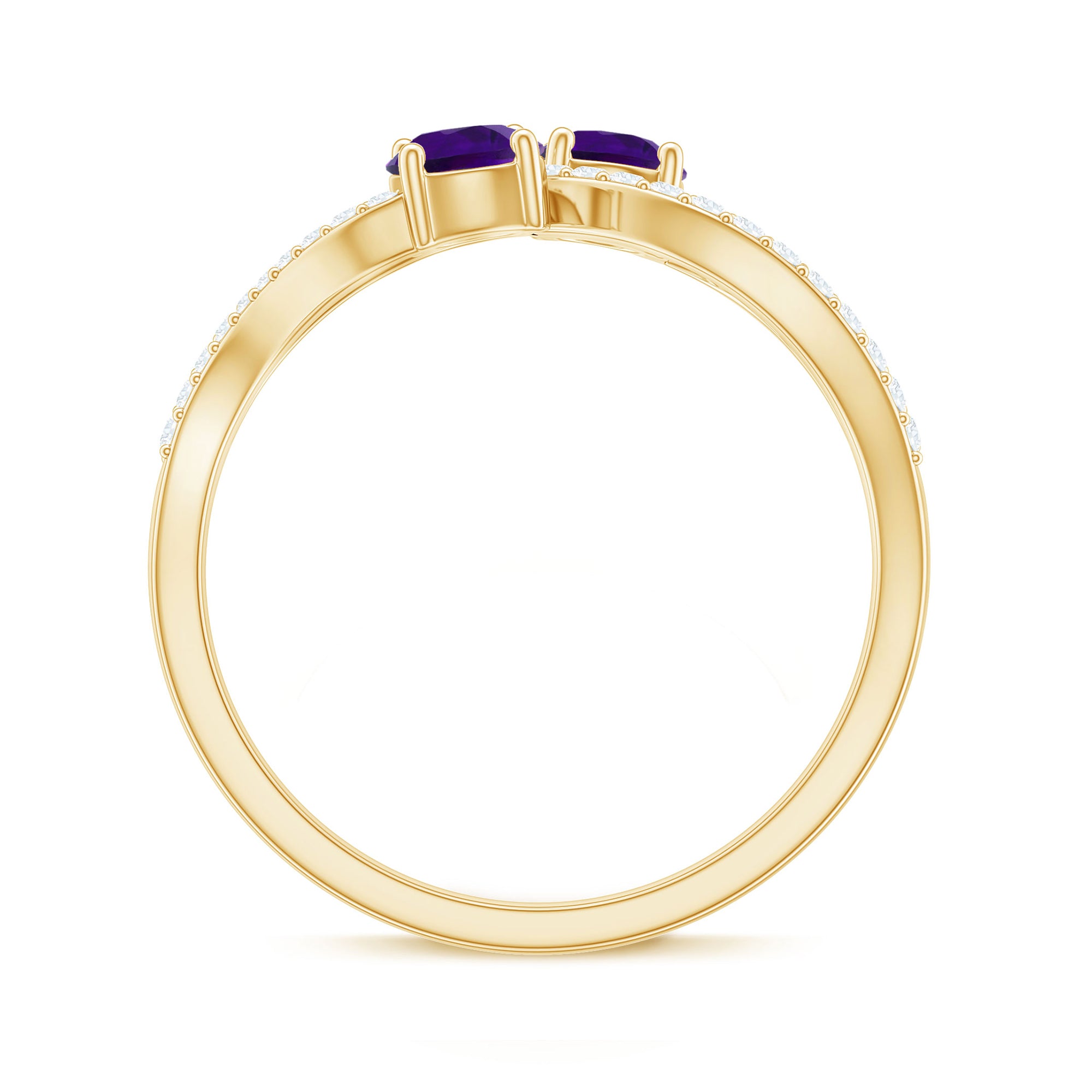 Real Amethyst Toi Et Moi Engagement Ring with Diamond AAA - Rosec Jewels