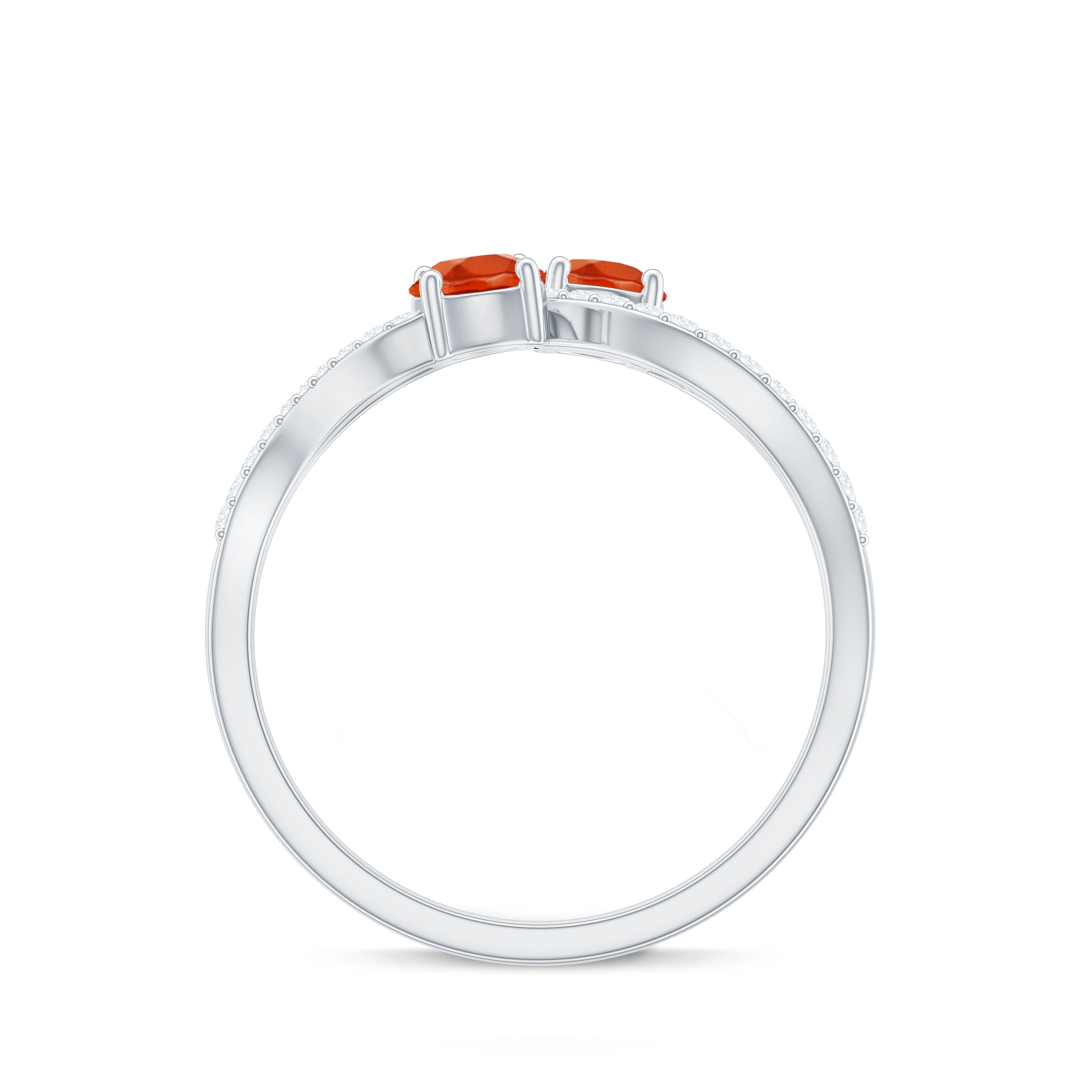 3/4 CT Minimal Fire Opal and Diamond Engagement Ring AAA - Rosec Jewels