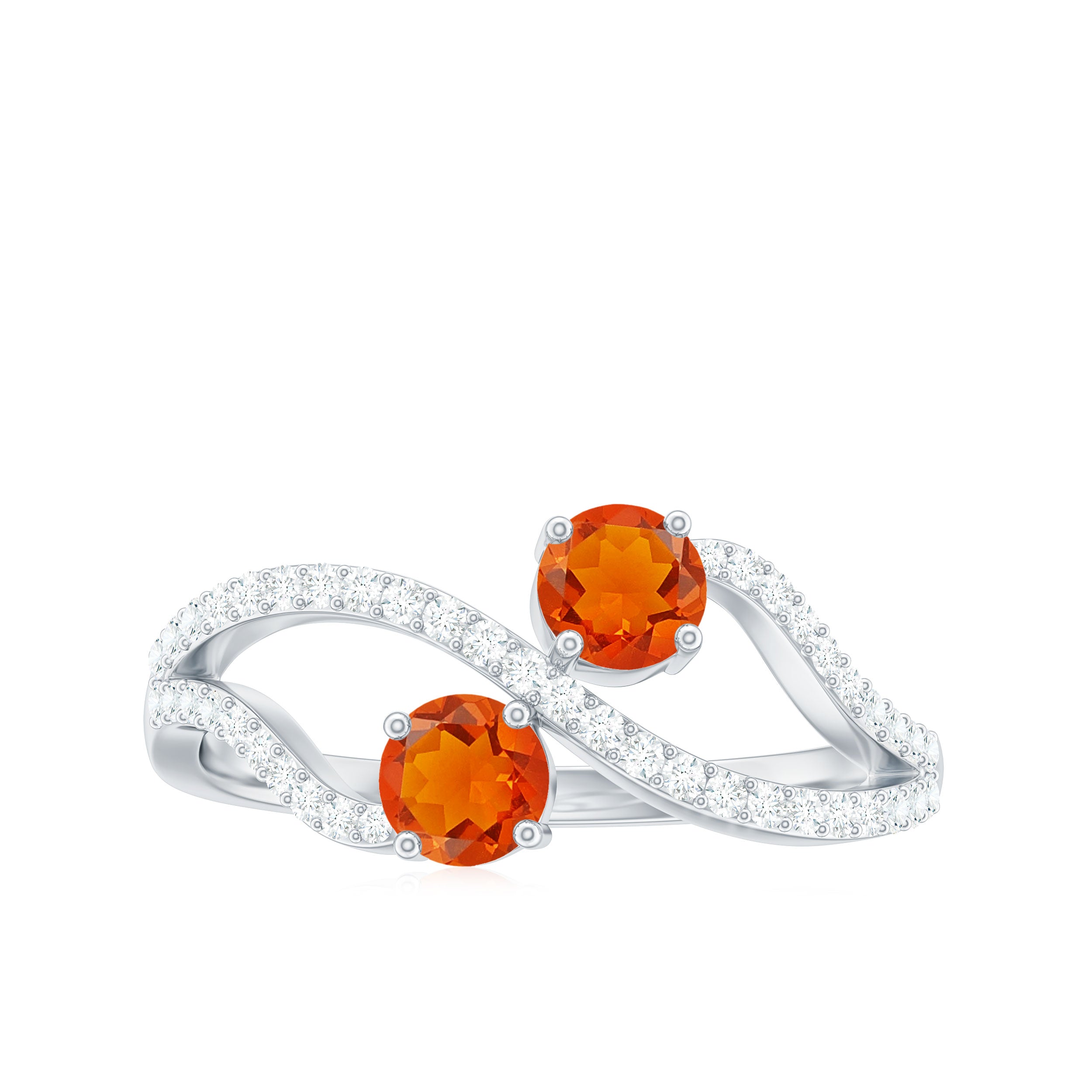 3/4 CT Minimal Fire Opal and Diamond Engagement Ring AAA - Rosec Jewels