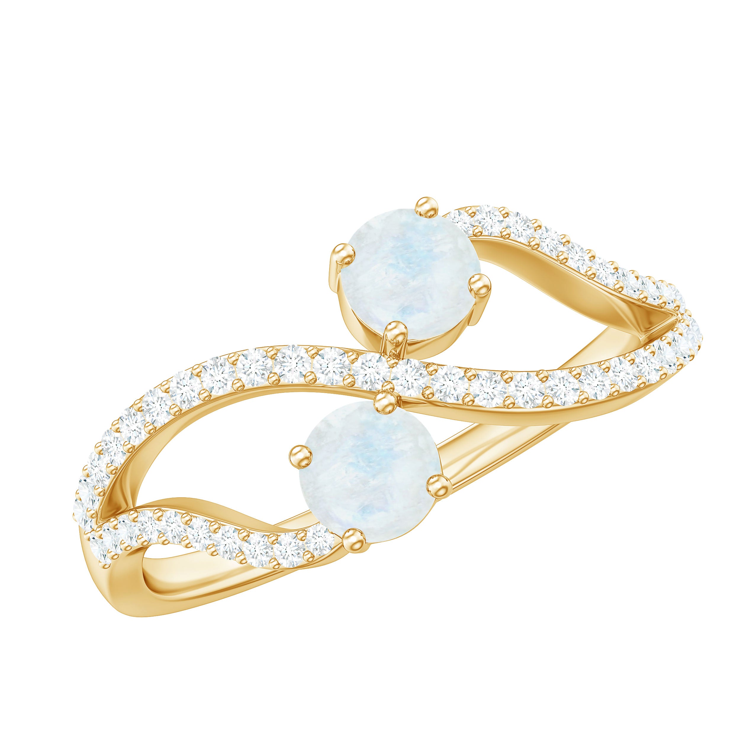1 CT Minimal Moonstone and Diamond Engagement Ring AAA - Rosec Jewels