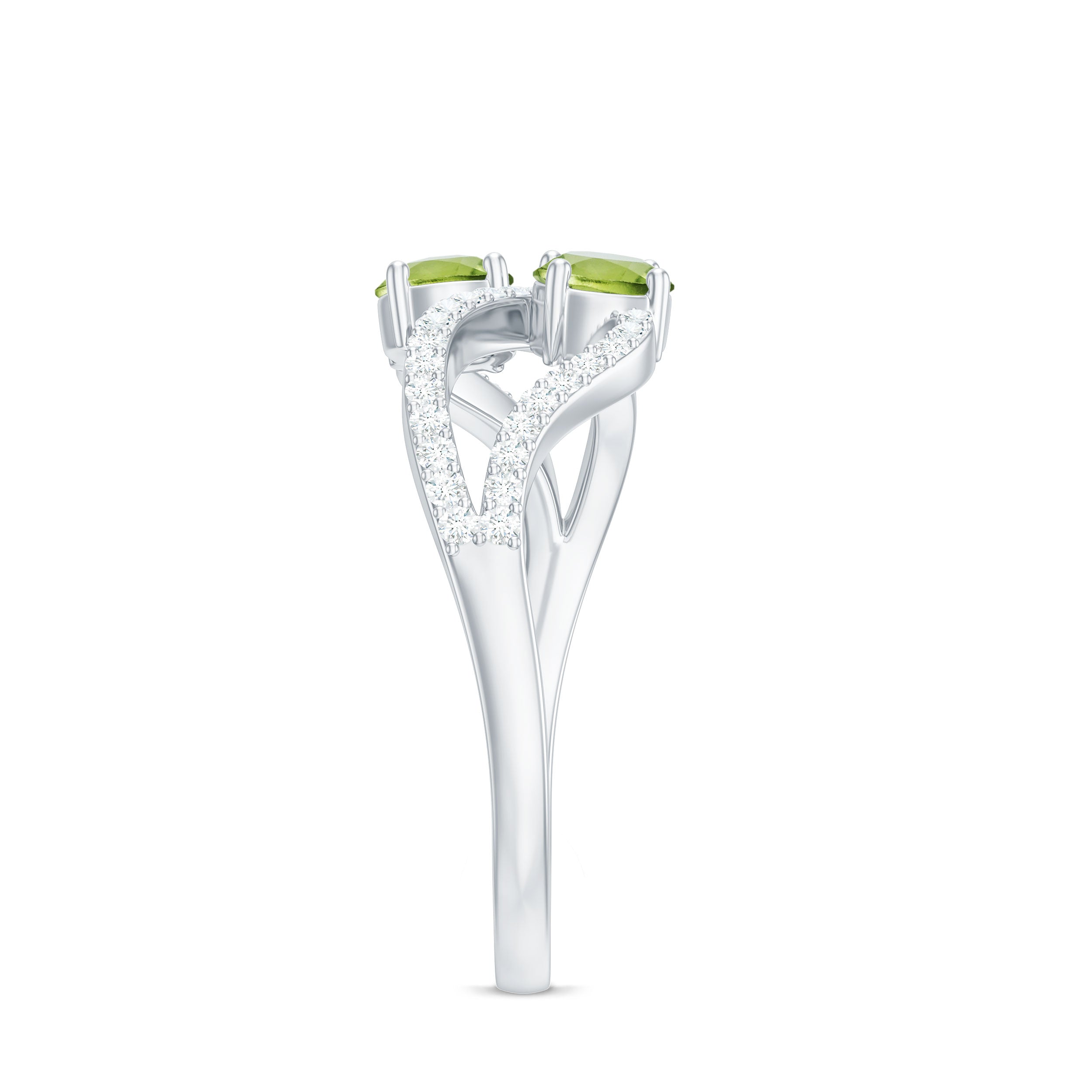 Rosec Jewels-Natural Peridot Toi Et Moi Ring with Diamond Infinity Shank