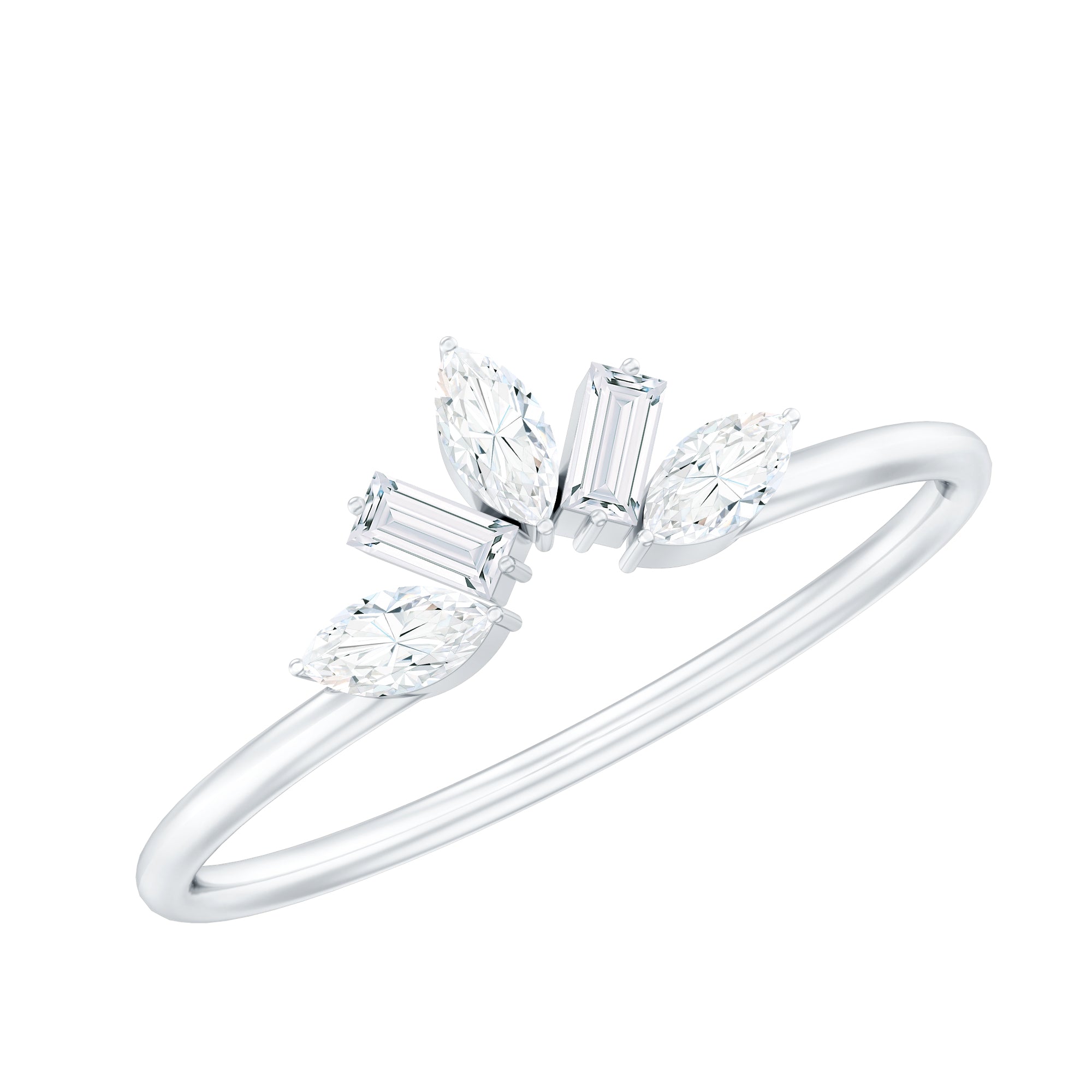 Marquise and Baguette Moissanite Enhancer Ring D-VS1 - Rosec Jewels