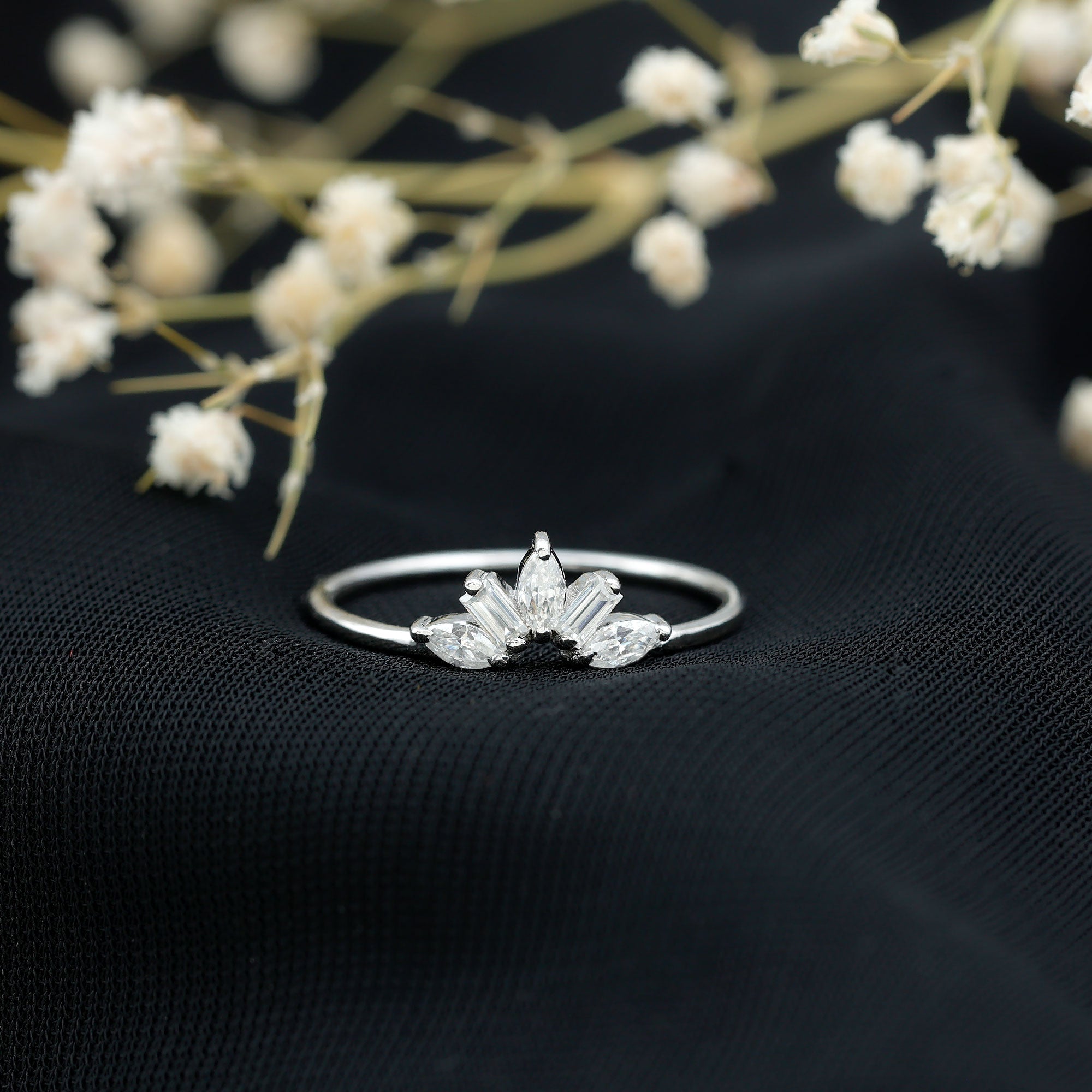Marquise and Baguette Moissanite Enhancer Ring D-VS1 - Rosec Jewels