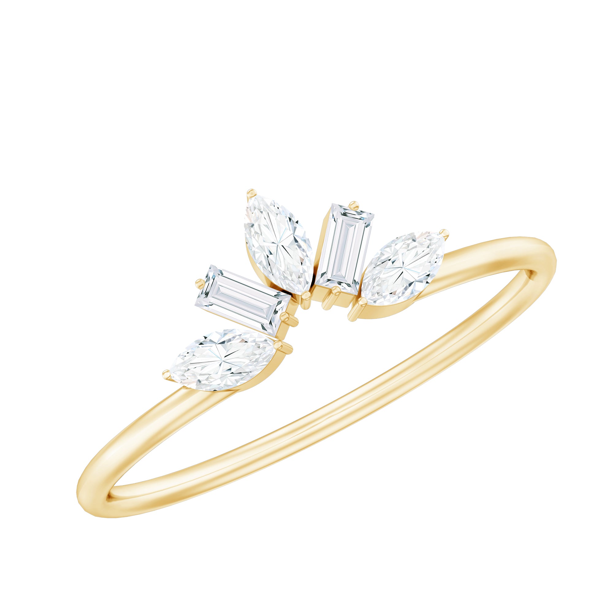 Marquise and Baguette Moissanite Enhancer Ring D-VS1 - Rosec Jewels