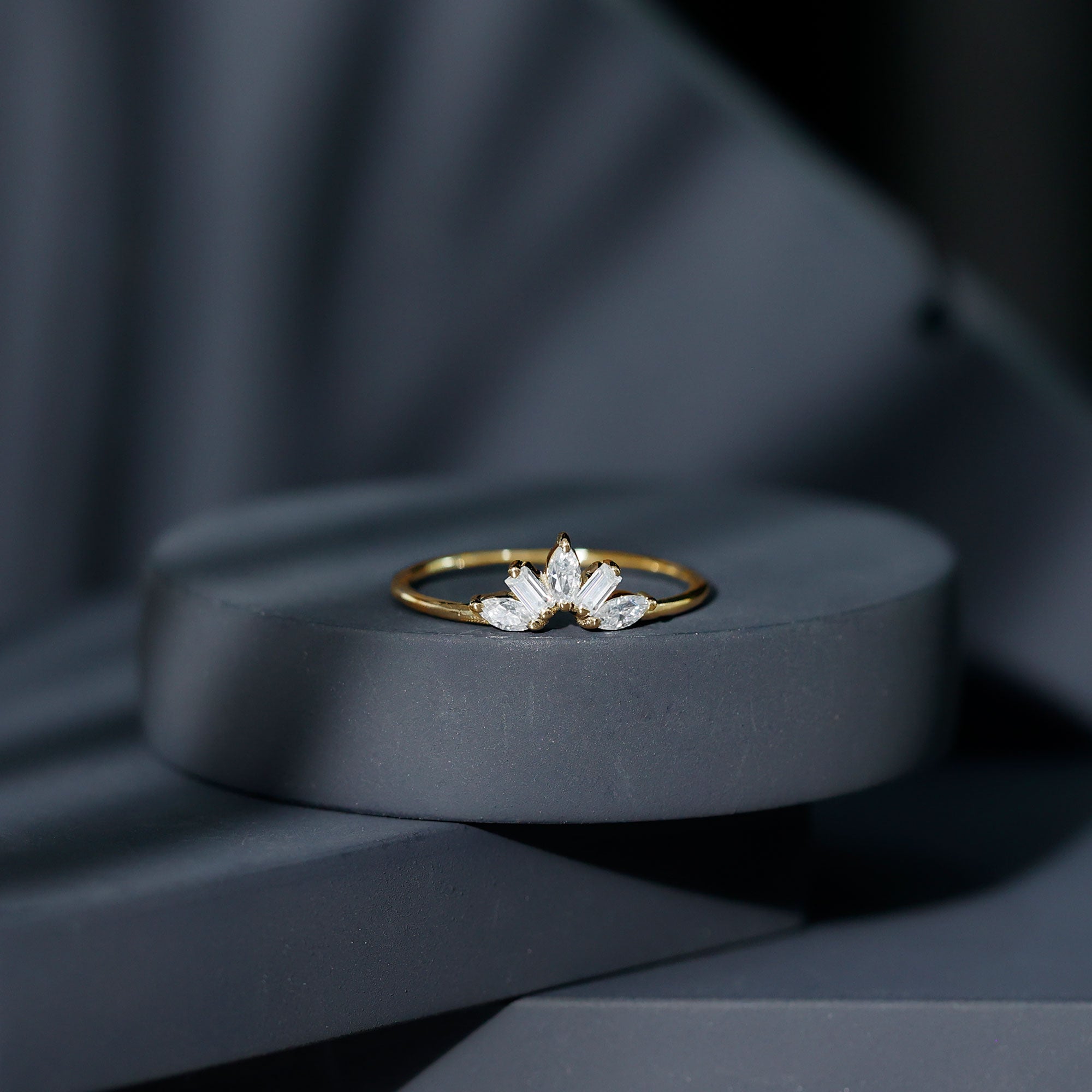 Marquise and Baguette Moissanite Enhancer Ring D-VS1 - Rosec Jewels