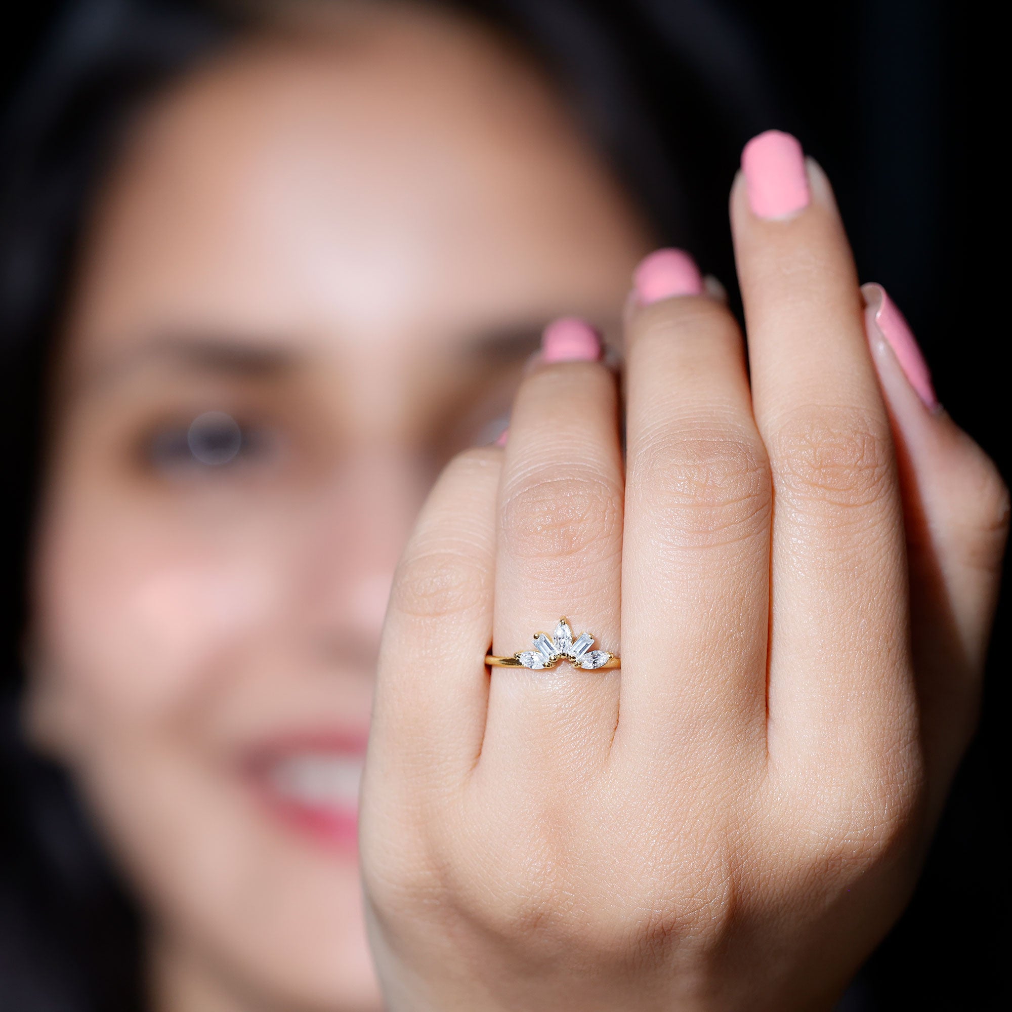Marquise and Baguette Moissanite Enhancer Ring D-VS1 - Rosec Jewels