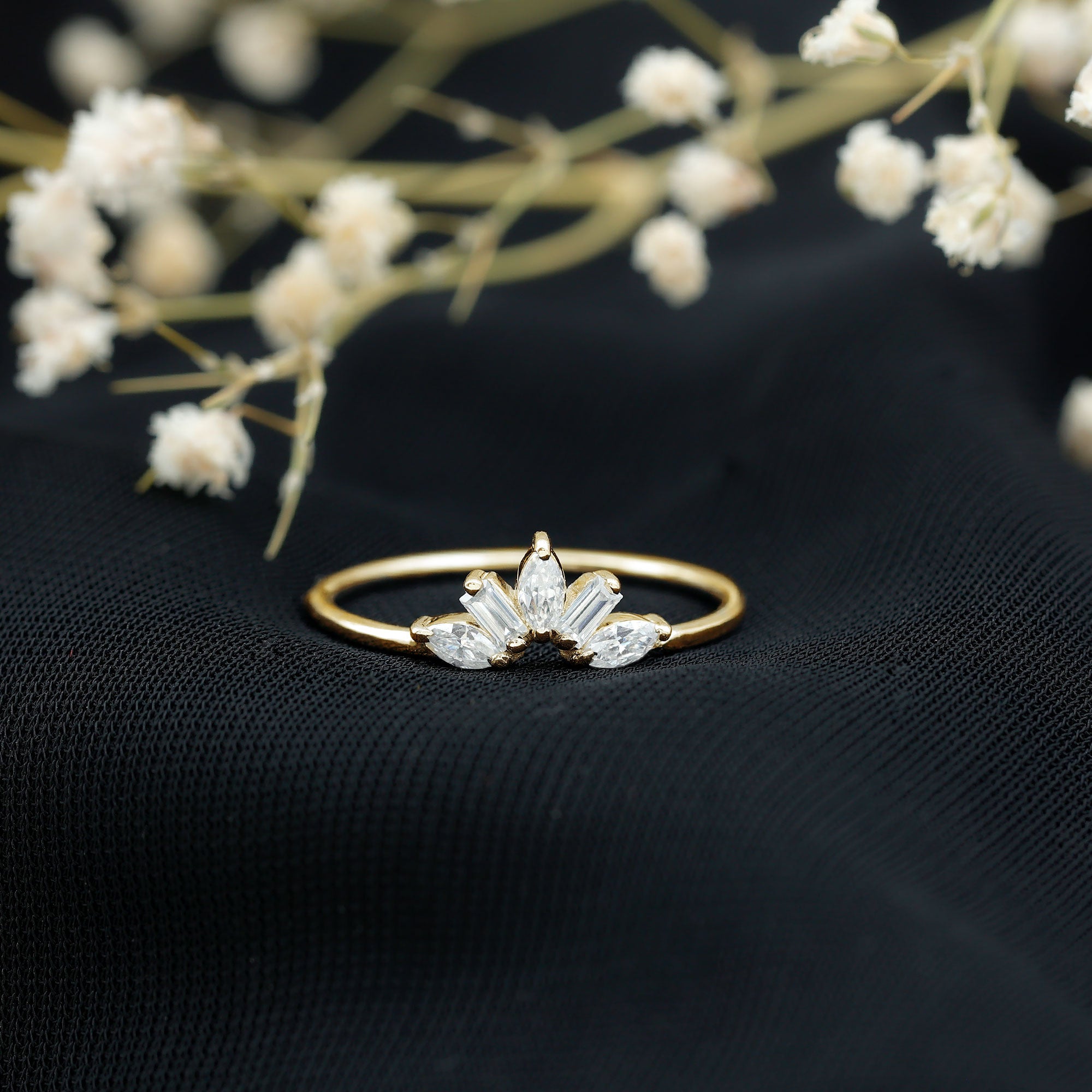 Marquise and Baguette Moissanite Enhancer Ring D-VS1 - Rosec Jewels