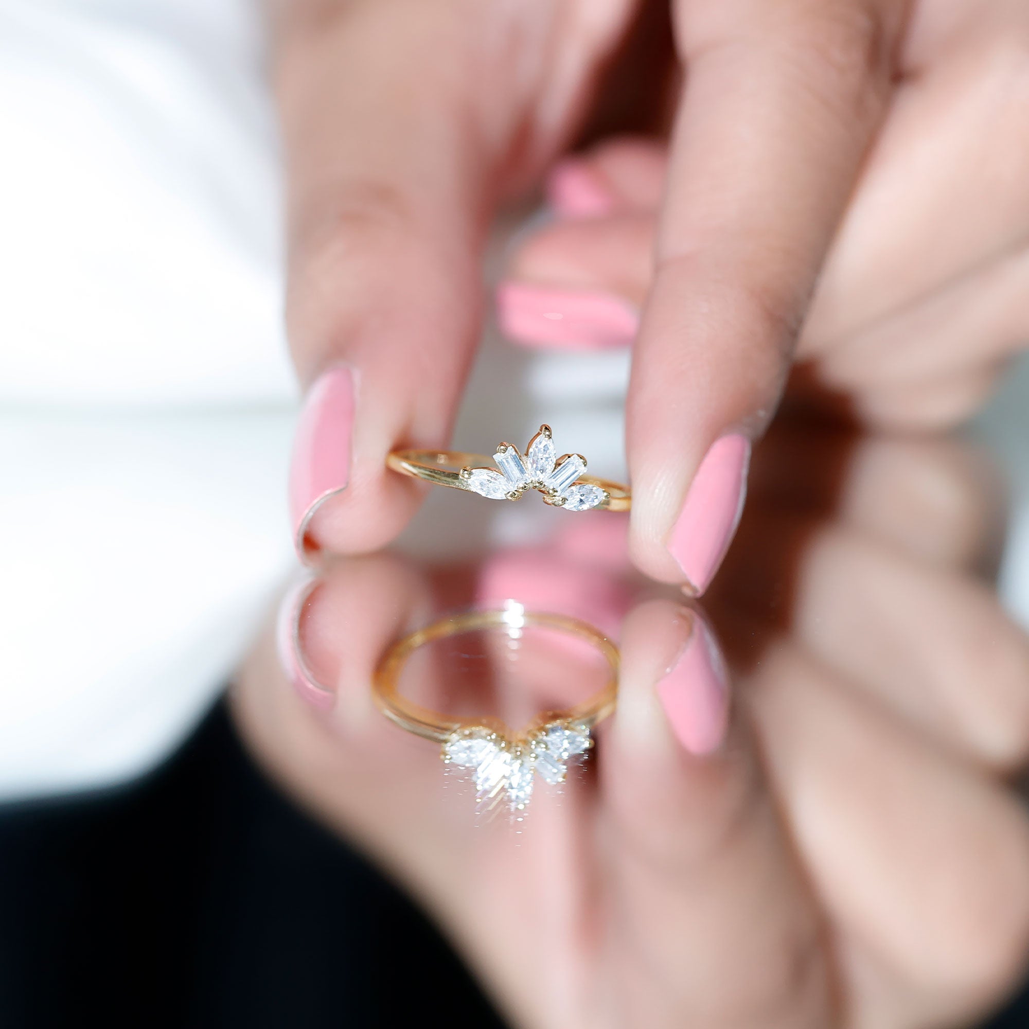 Marquise and Baguette Moissanite Enhancer Ring D-VS1 - Rosec Jewels