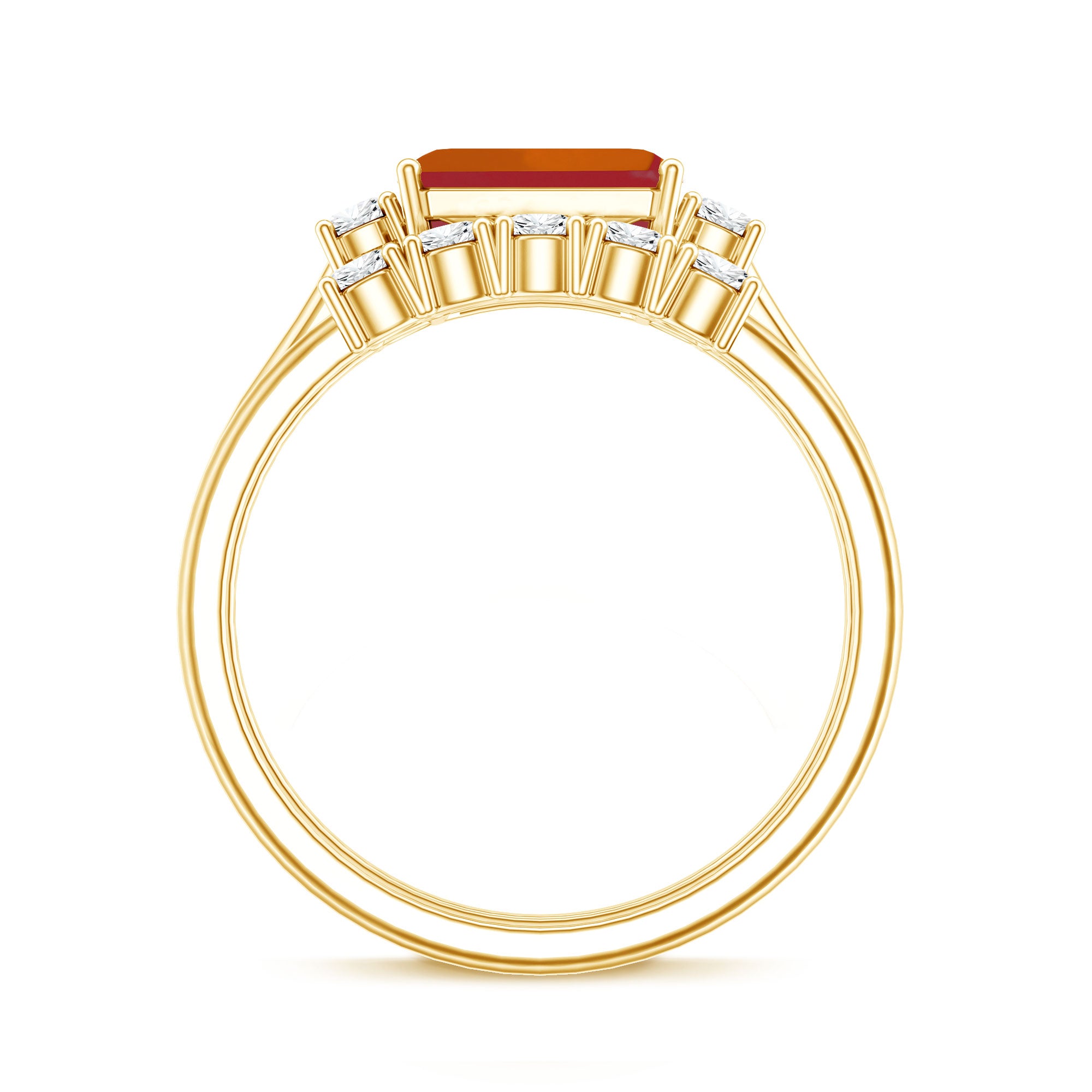 1 Carat Emerald Cut Fire Opal and Diamond Engagement Ring with Enhancer AAA - Rosec Jewels
