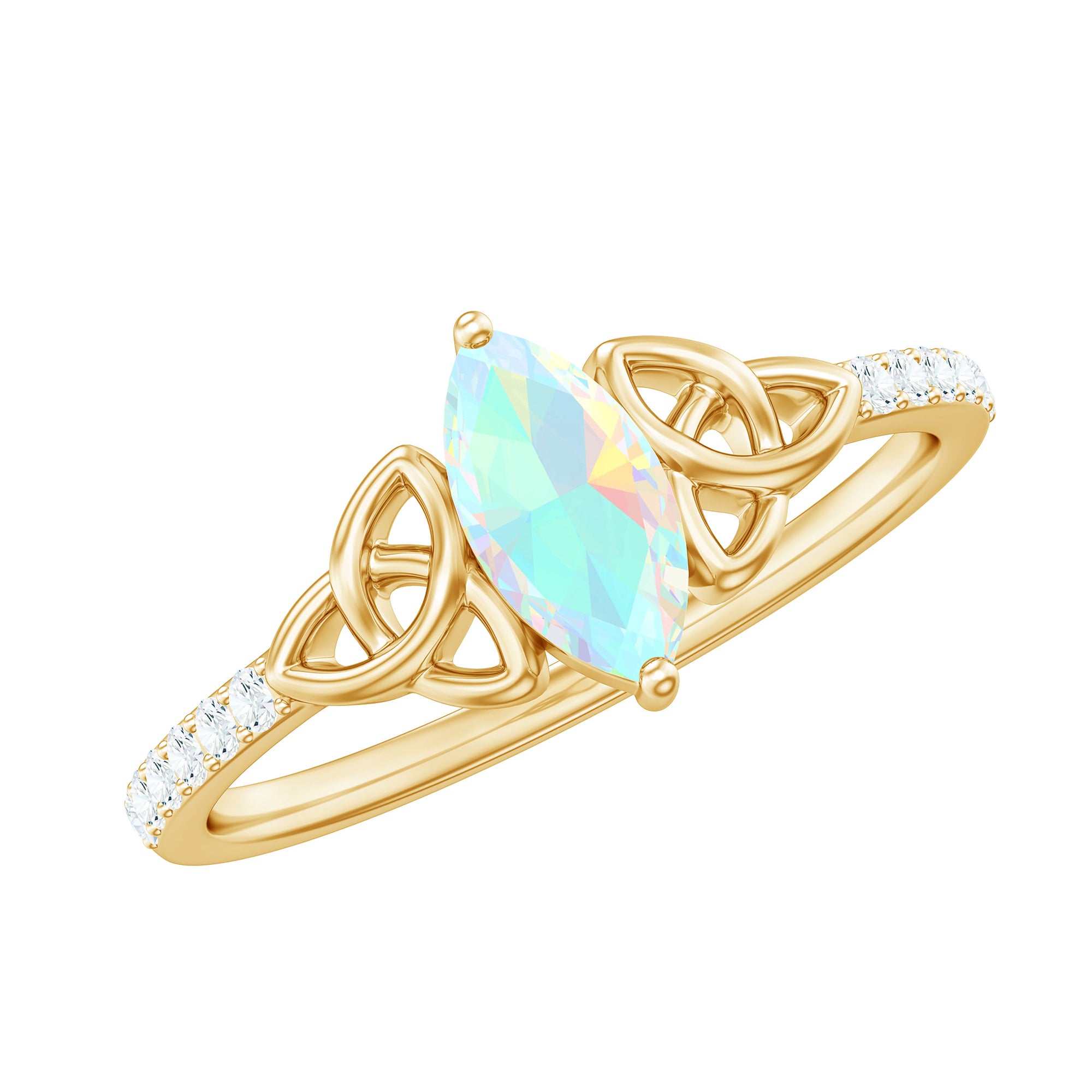 Natural Ethiopian Opal Diamond Engagement Ring with Celtic Knot AAA - Rosec Jewels