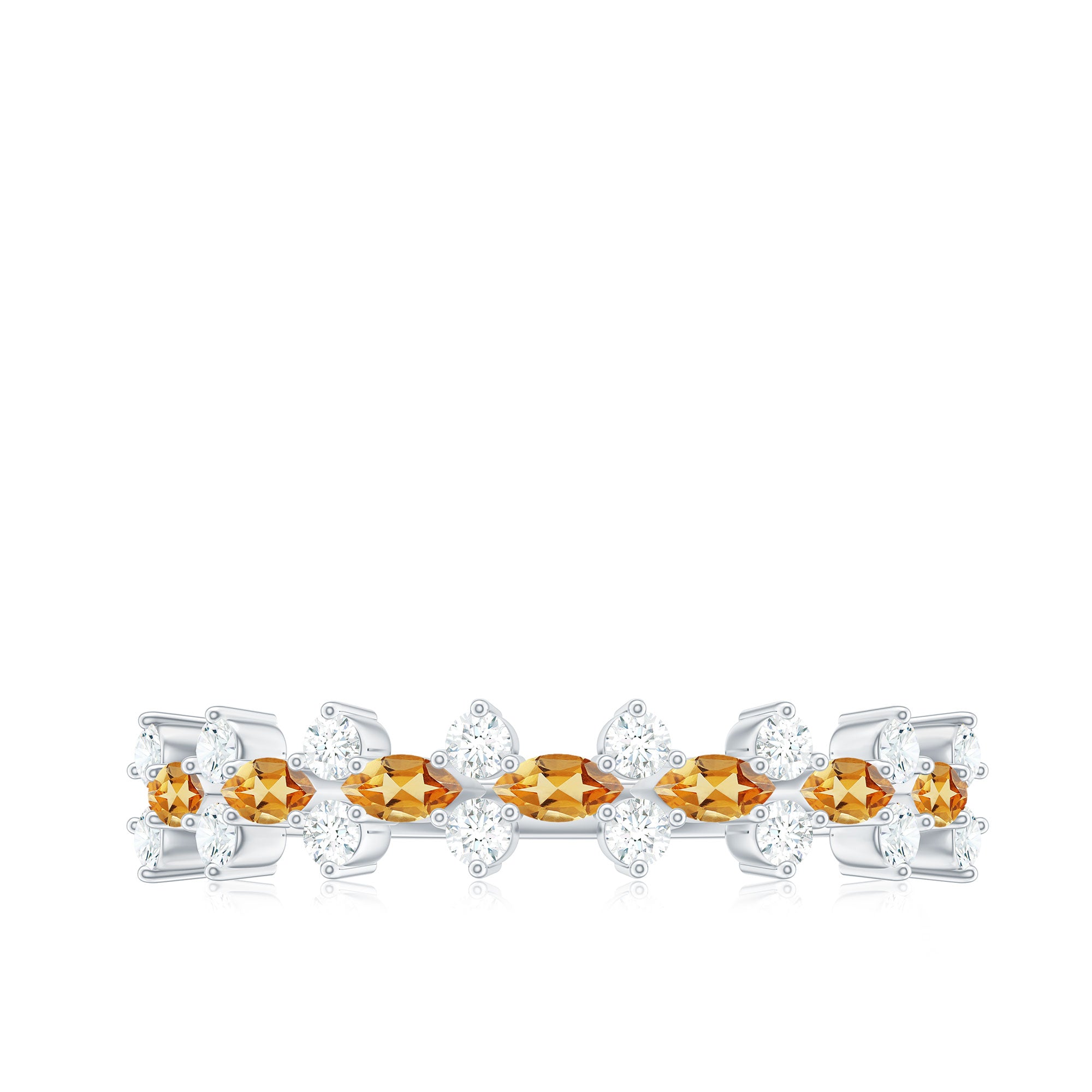 Natural Citrine Diamond Half Eternity Ring with Certificate AAA - Rosec Jewels