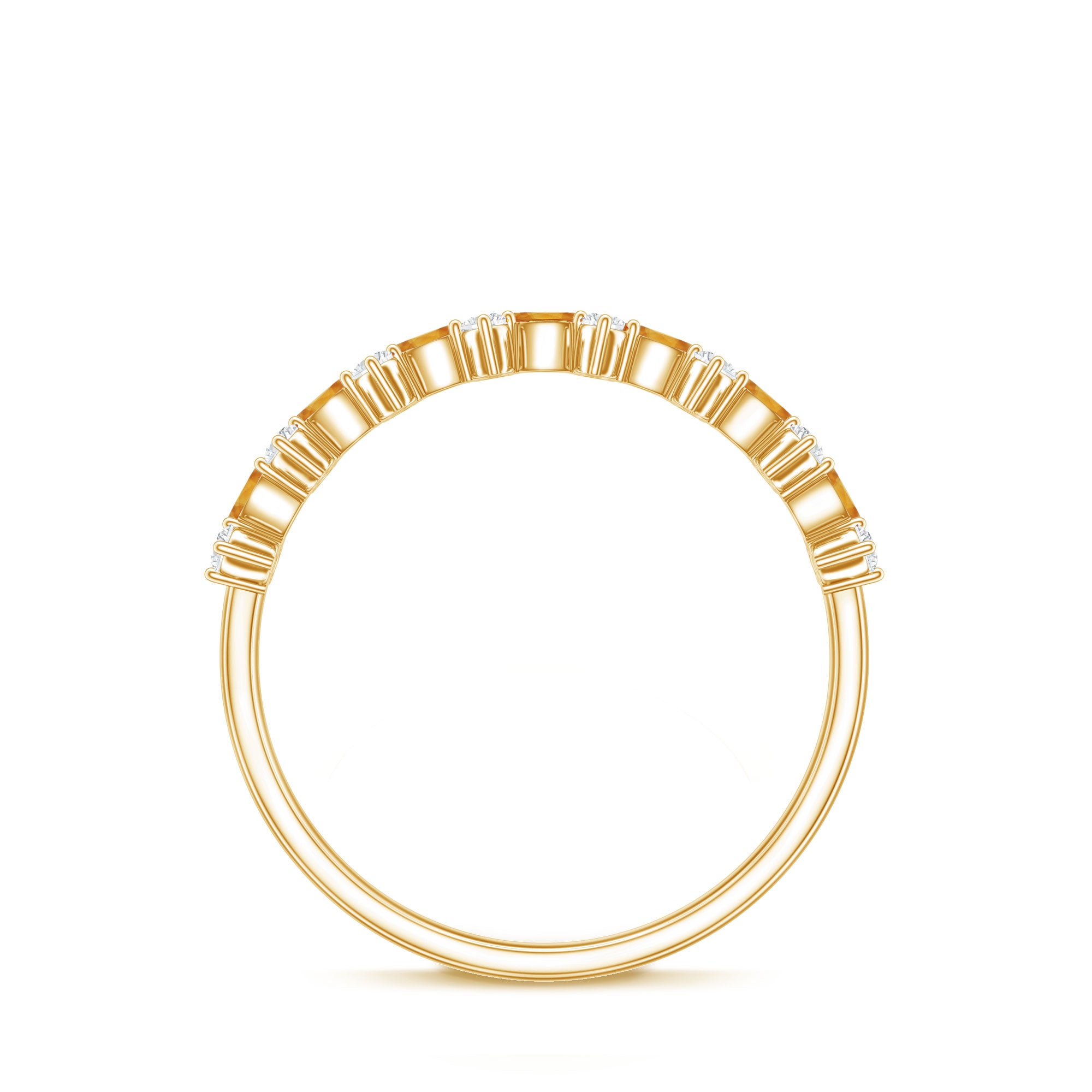 Natural Citrine Diamond Half Eternity Ring with Certificate AAA - Rosec Jewels