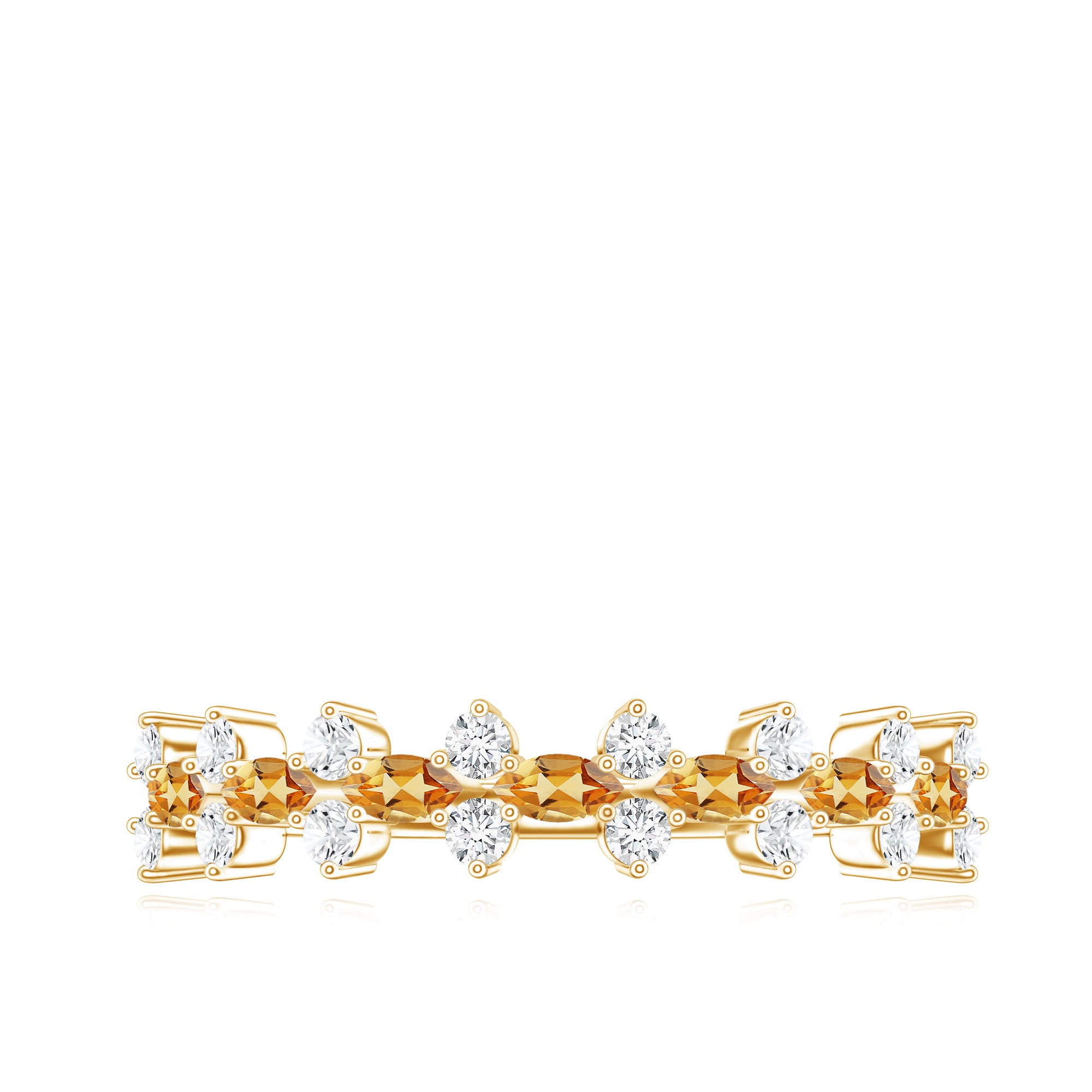 Natural Citrine Diamond Half Eternity Ring with Certificate AAA - Rosec Jewels