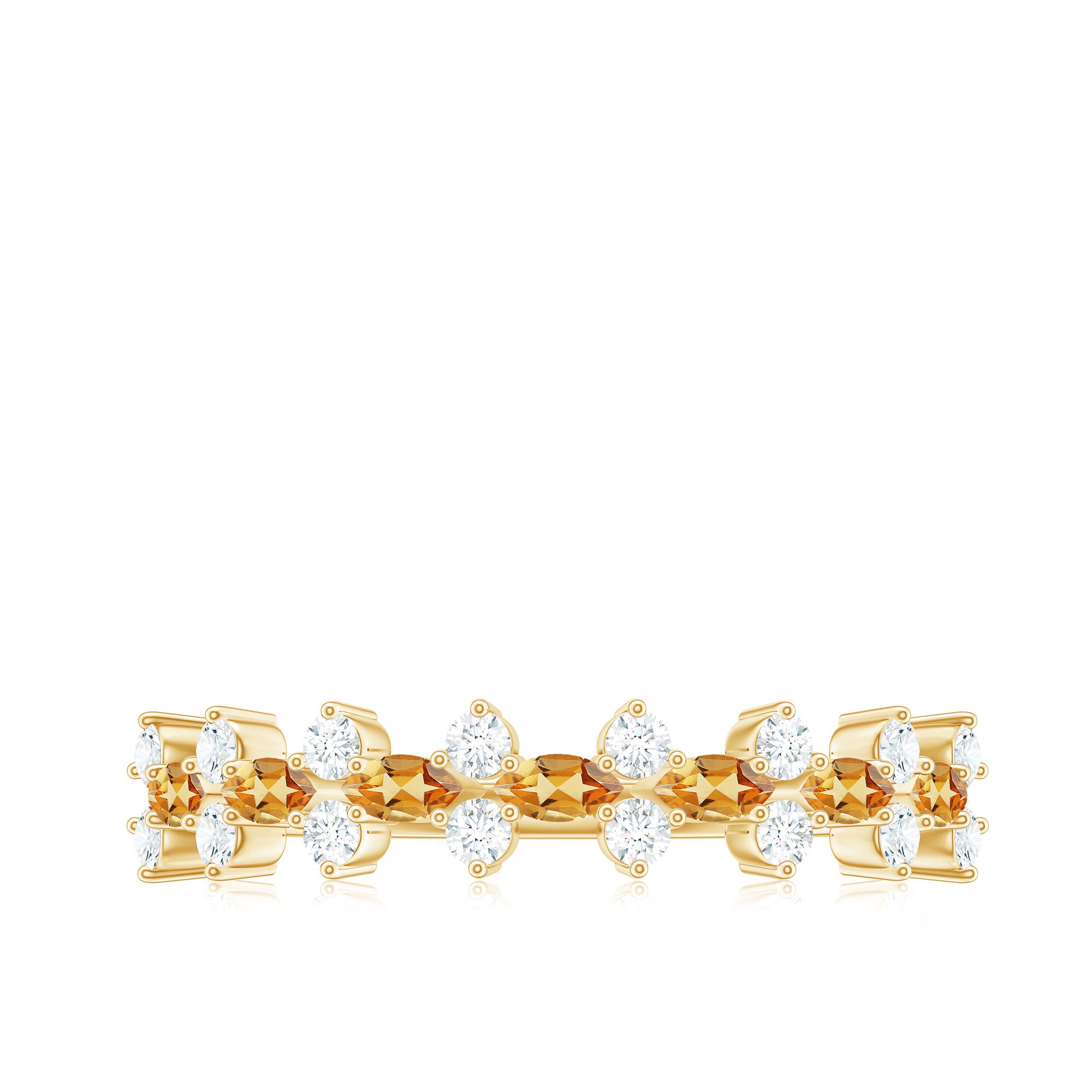 Natural Citrine Diamond Half Eternity Ring with Certificate AAA - Rosec Jewels