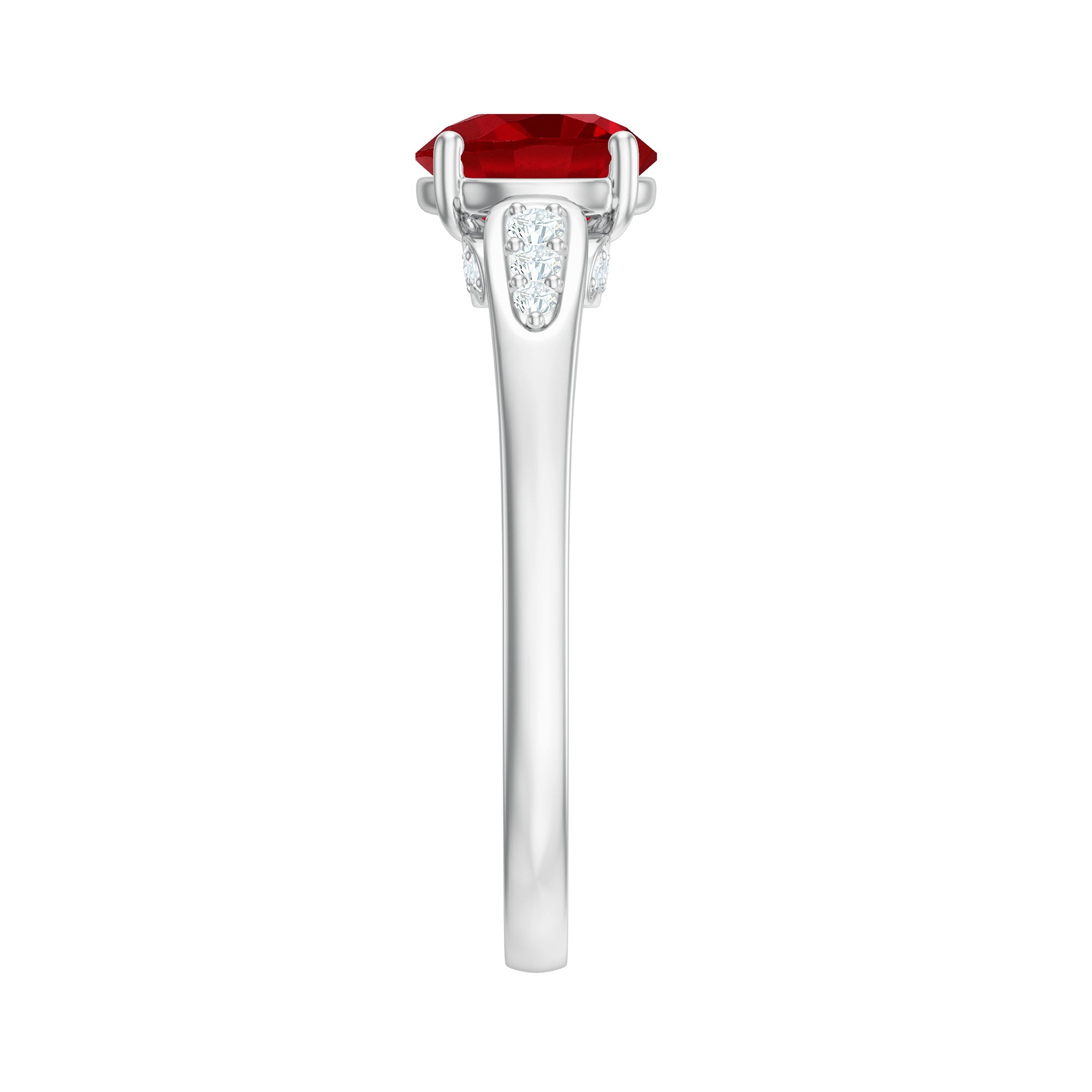 Rosec Jewels-Designer Lab Grown Ruby Solitaire Engagement Ring for Women