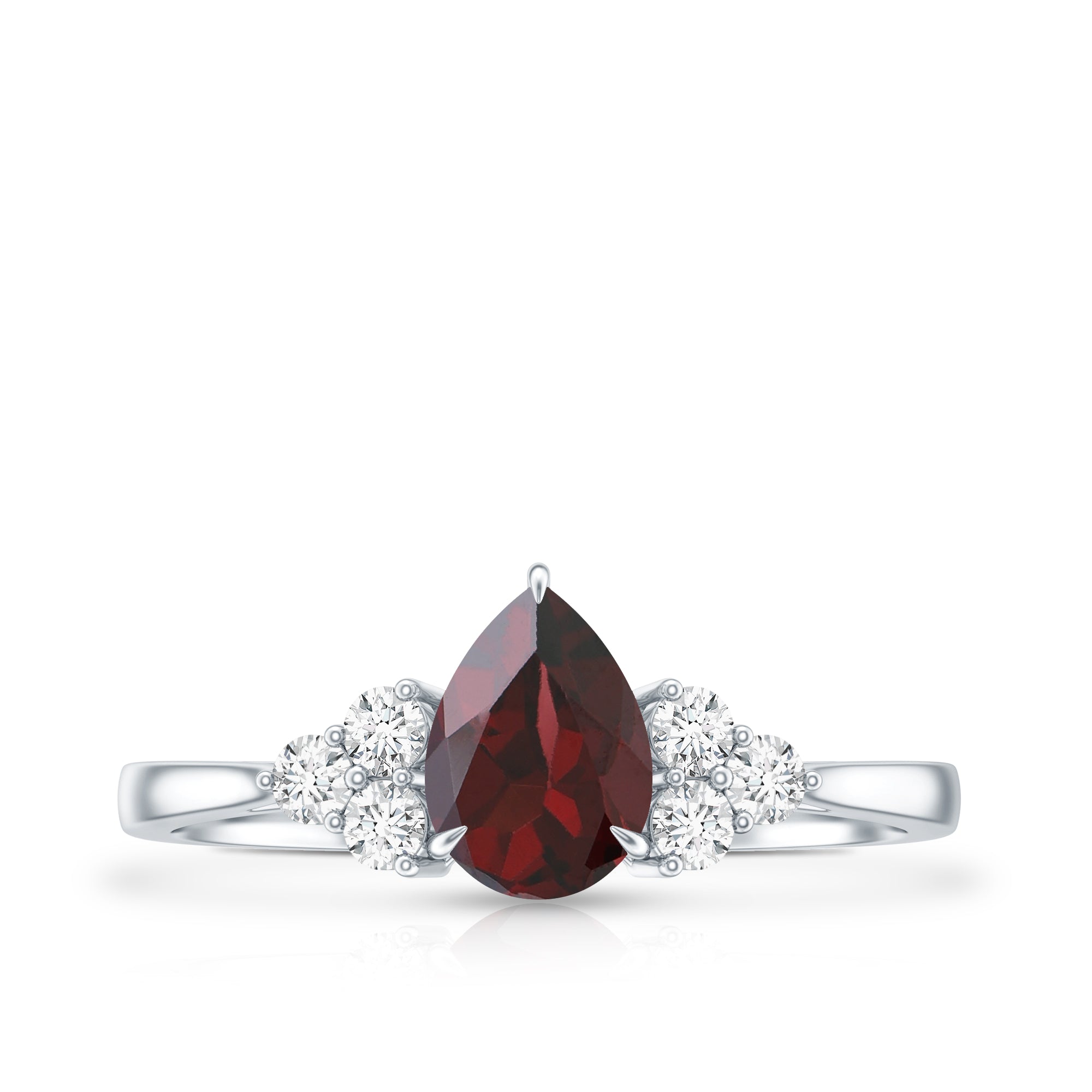Natural 5X7mm Pear Shape Garnet Engagement Ring with Diamond AAA - Rosec Jewels