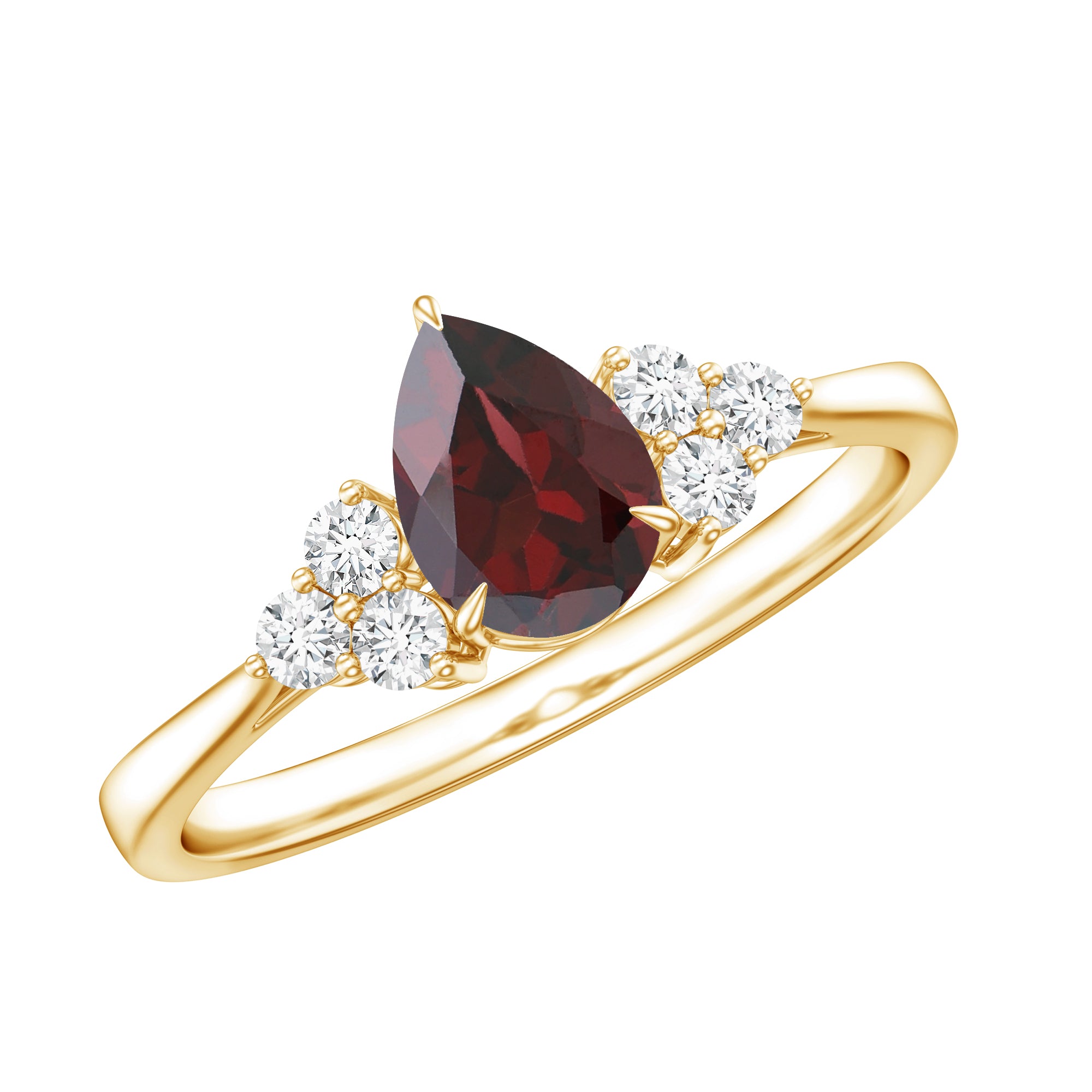 Natural 5X7mm Pear Shape Garnet Engagement Ring with Diamond AAA - Rosec Jewels
