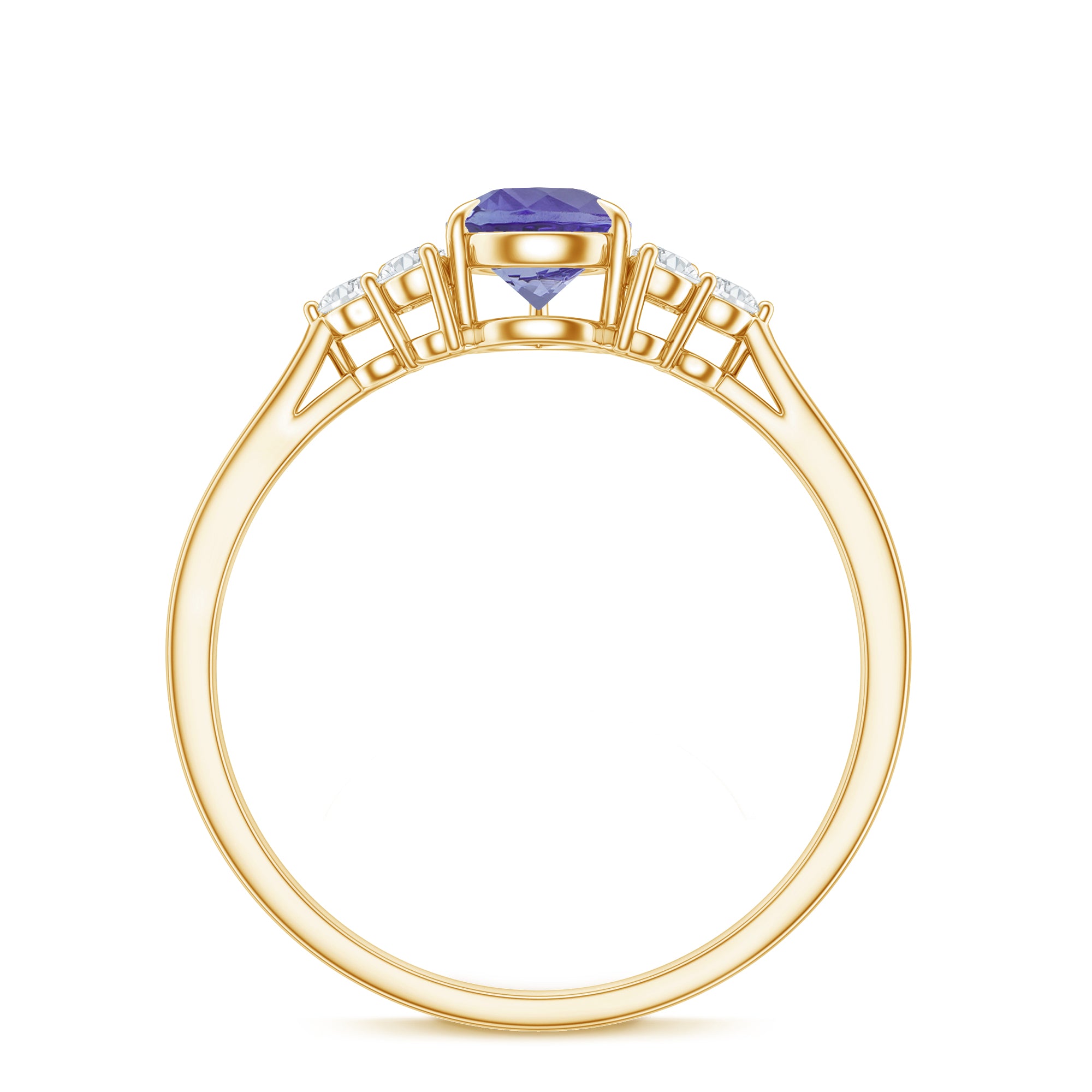 Pear Shaped Tanzanite Solitaire Ring with Diamond Trio AAA - Rosec Jewels