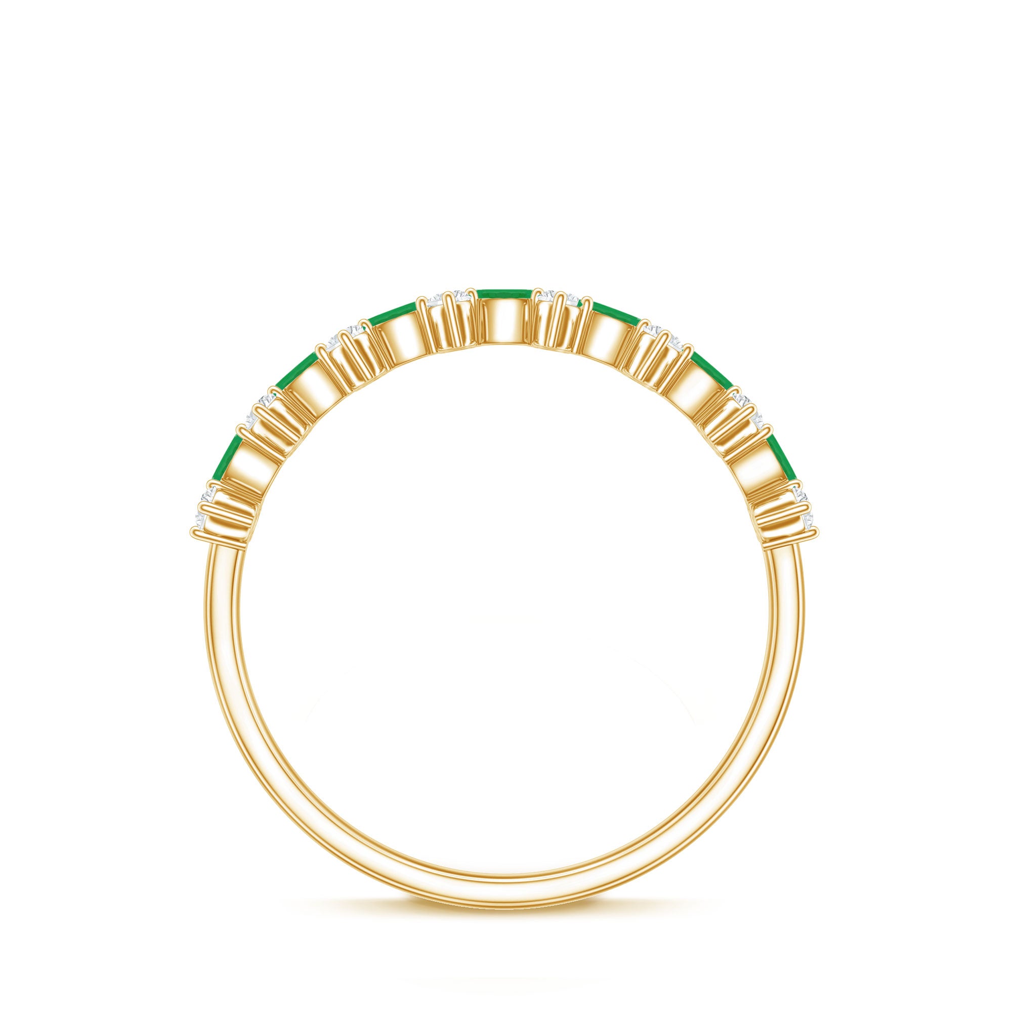 Genuine Emerald and Diamond Half Eternity Ring for Women AAA - Rosec Jewels