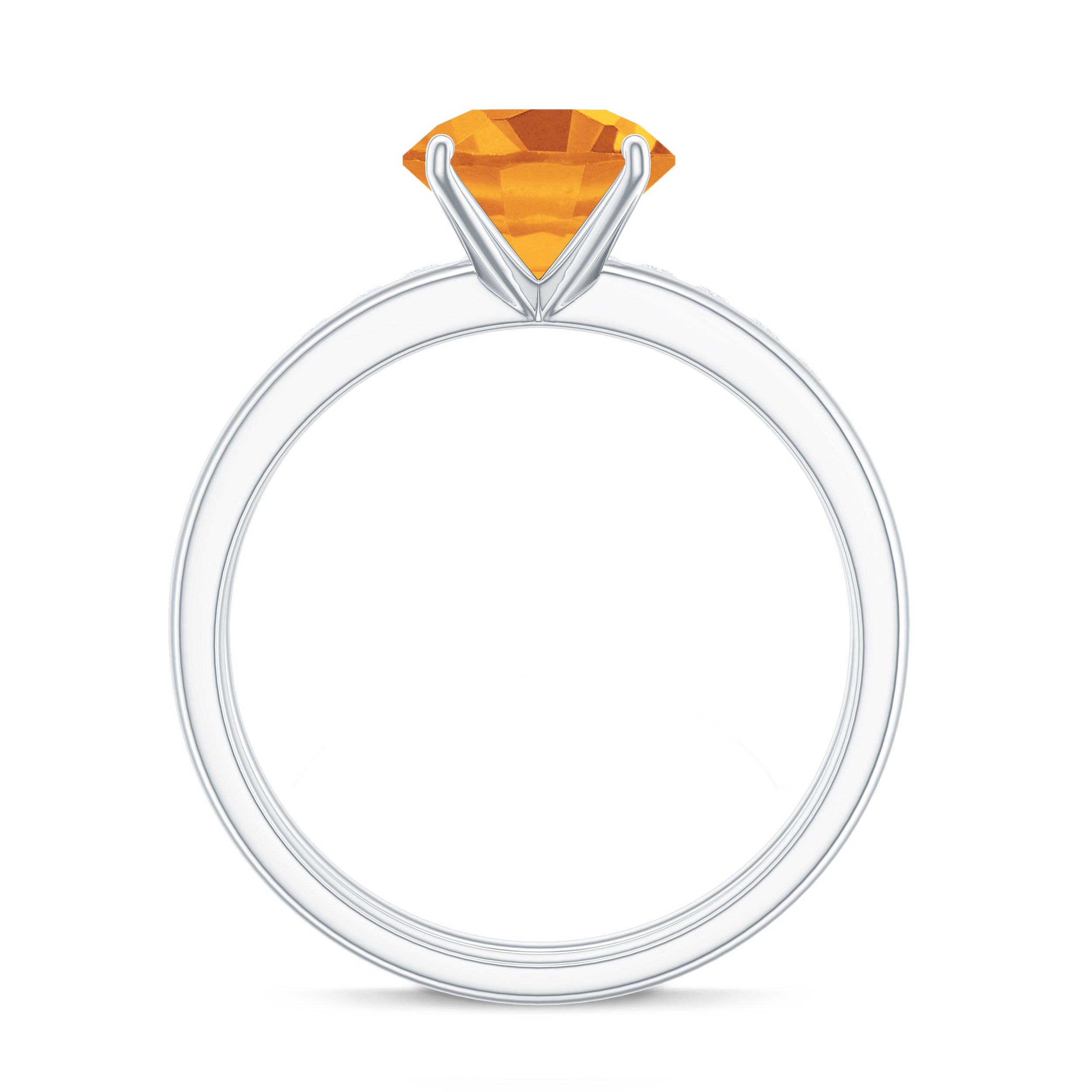 Natural Citrine Wedding Bridal Ring Set with Diamond AAA - Rosec Jewels