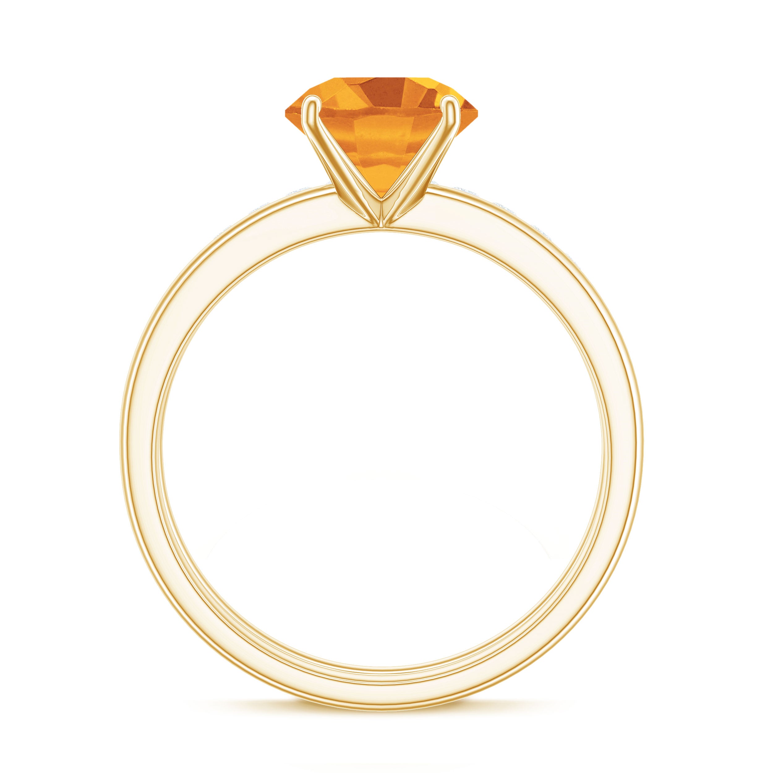Natural Citrine Wedding Bridal Ring Set with Diamond AAA - Rosec Jewels