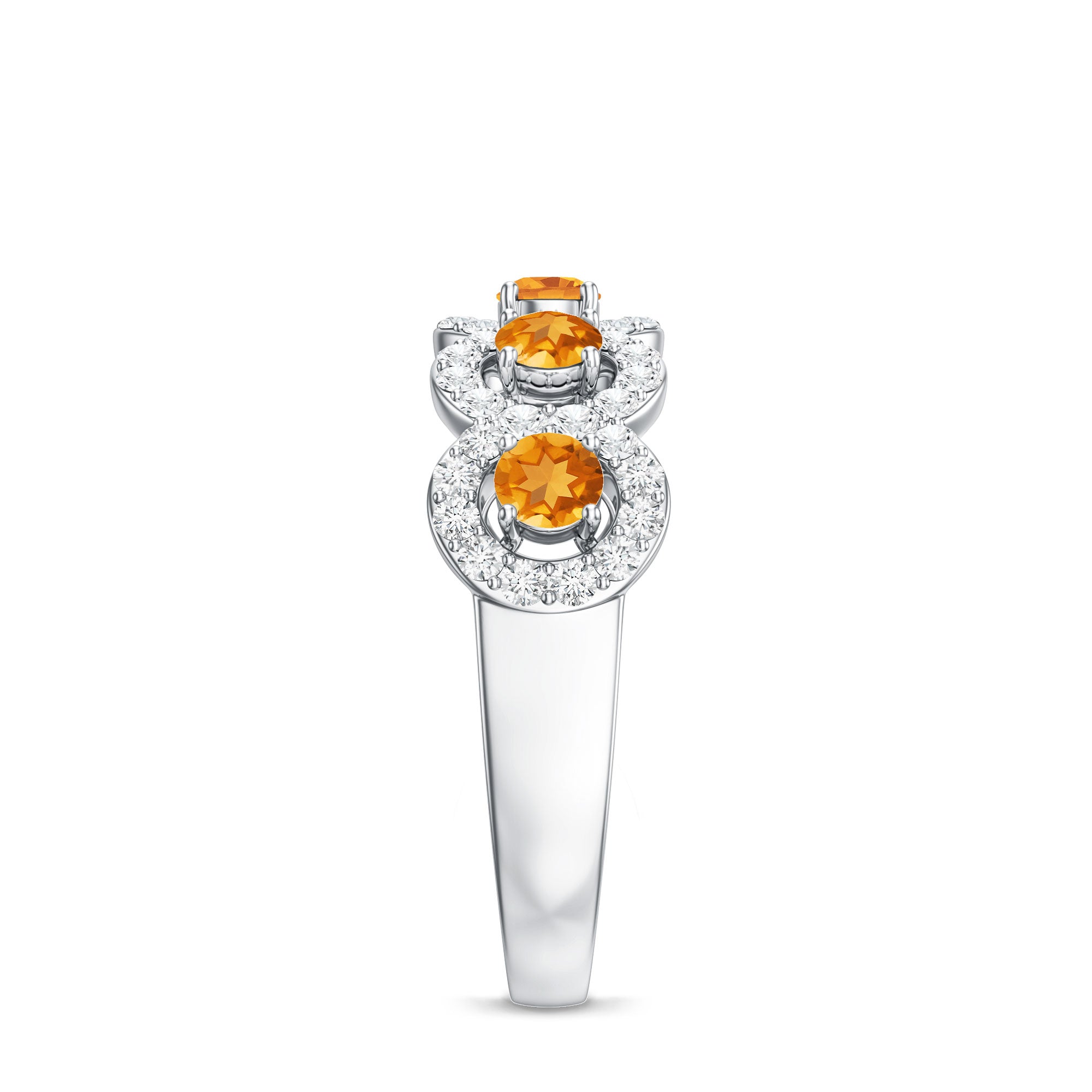 Certified Natural Citrine Diamond Half Eternity Band for Anniversary AAA - Rosec Jewels