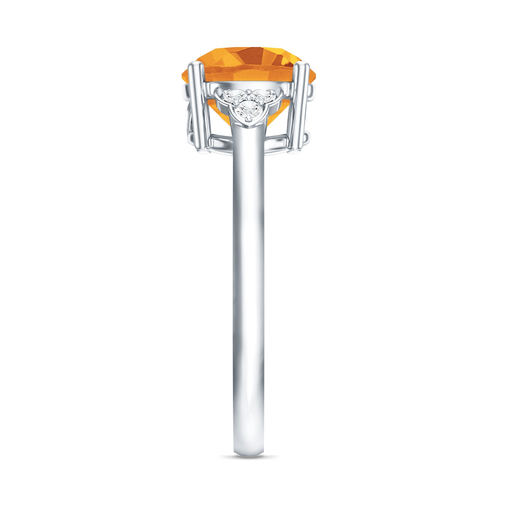 Natural 1.2 Carat Citrine Engagement Ring with Diamond Trio AAA - Rosec Jewels