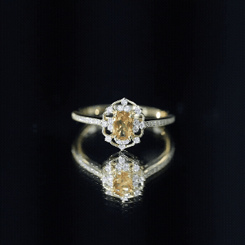 Rosec Jewels-Genuine Citrine Vintage Engagement Ring in Gold Plated Silver