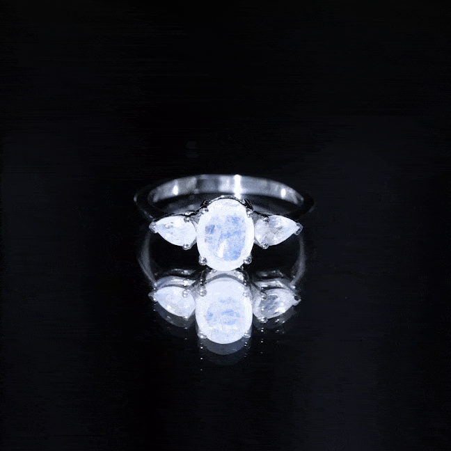 Rosec Jewels-Natural Moonstone Three Stone Engagement Ring