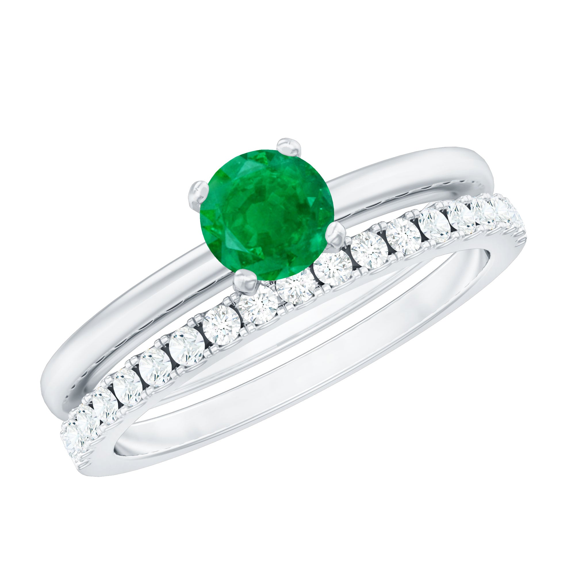 Certified Real Emerald Solitaire Engagement Ring with Diamond Enhancer