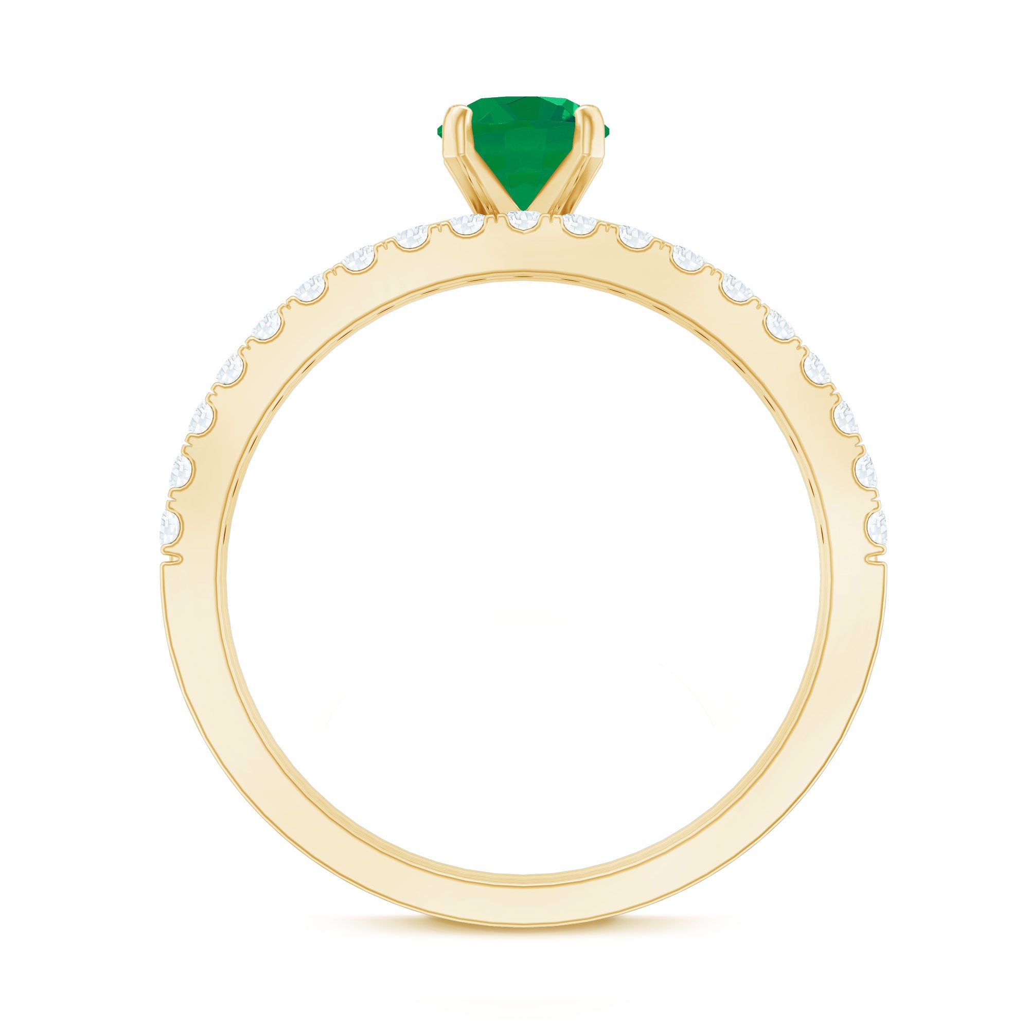 Certified Real Emerald Solitaire Engagement Ring with Diamond Enhancer AAA - Rosec Jewels