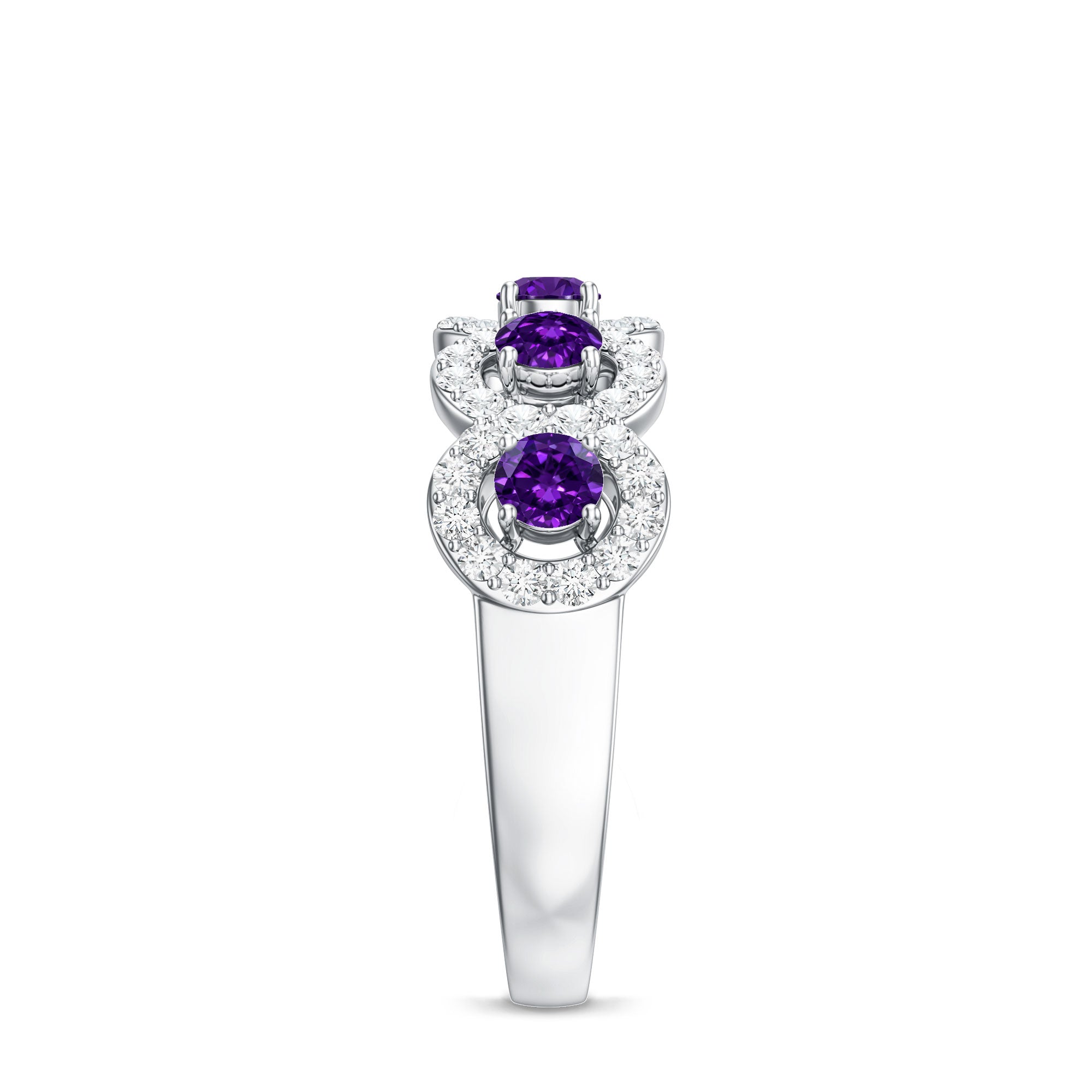 Natural Amethyst Diamond Half Eternity Band Ring for Women AAA - Rosec Jewels