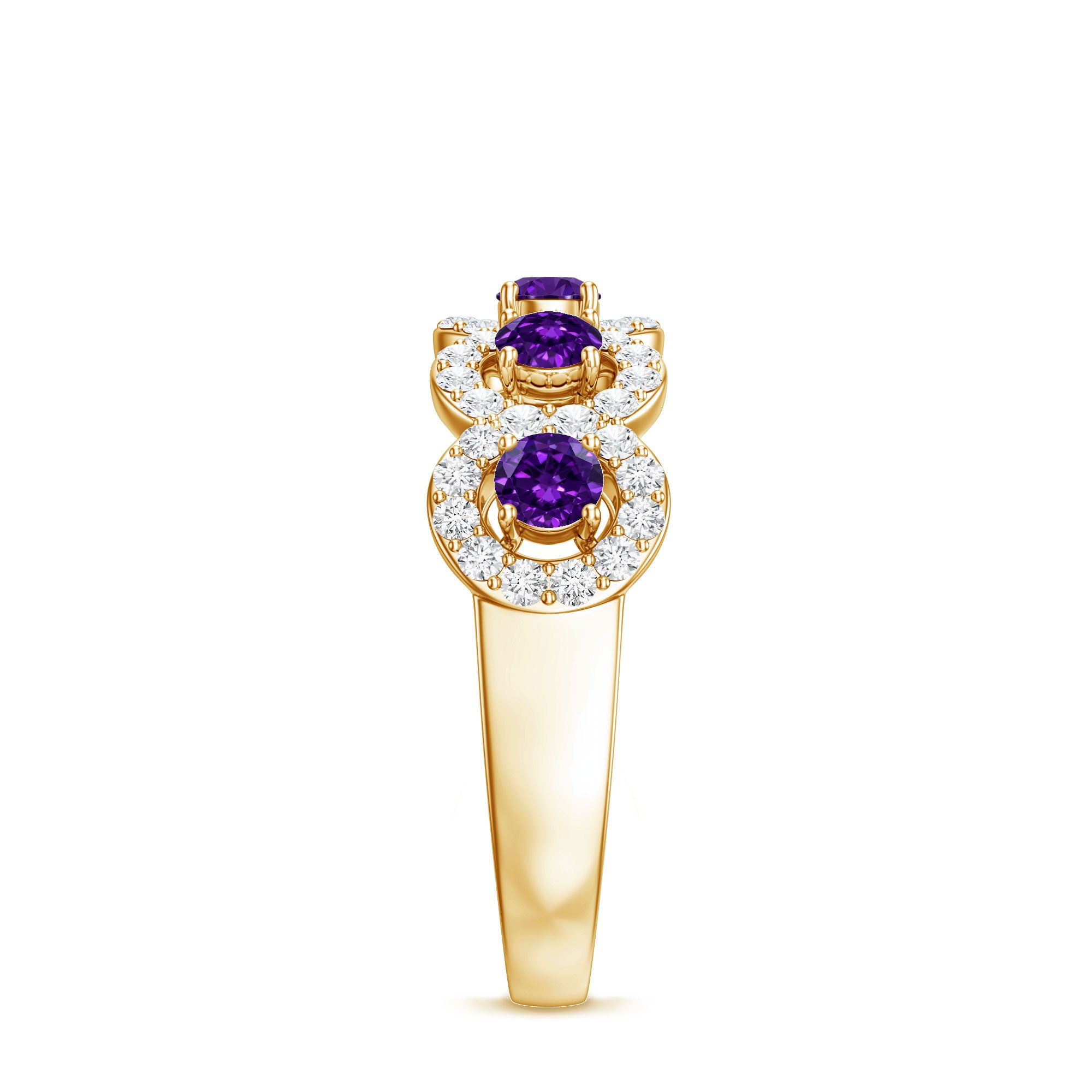 Natural Amethyst Diamond Half Eternity Band Ring for Women AAA - Rosec Jewels