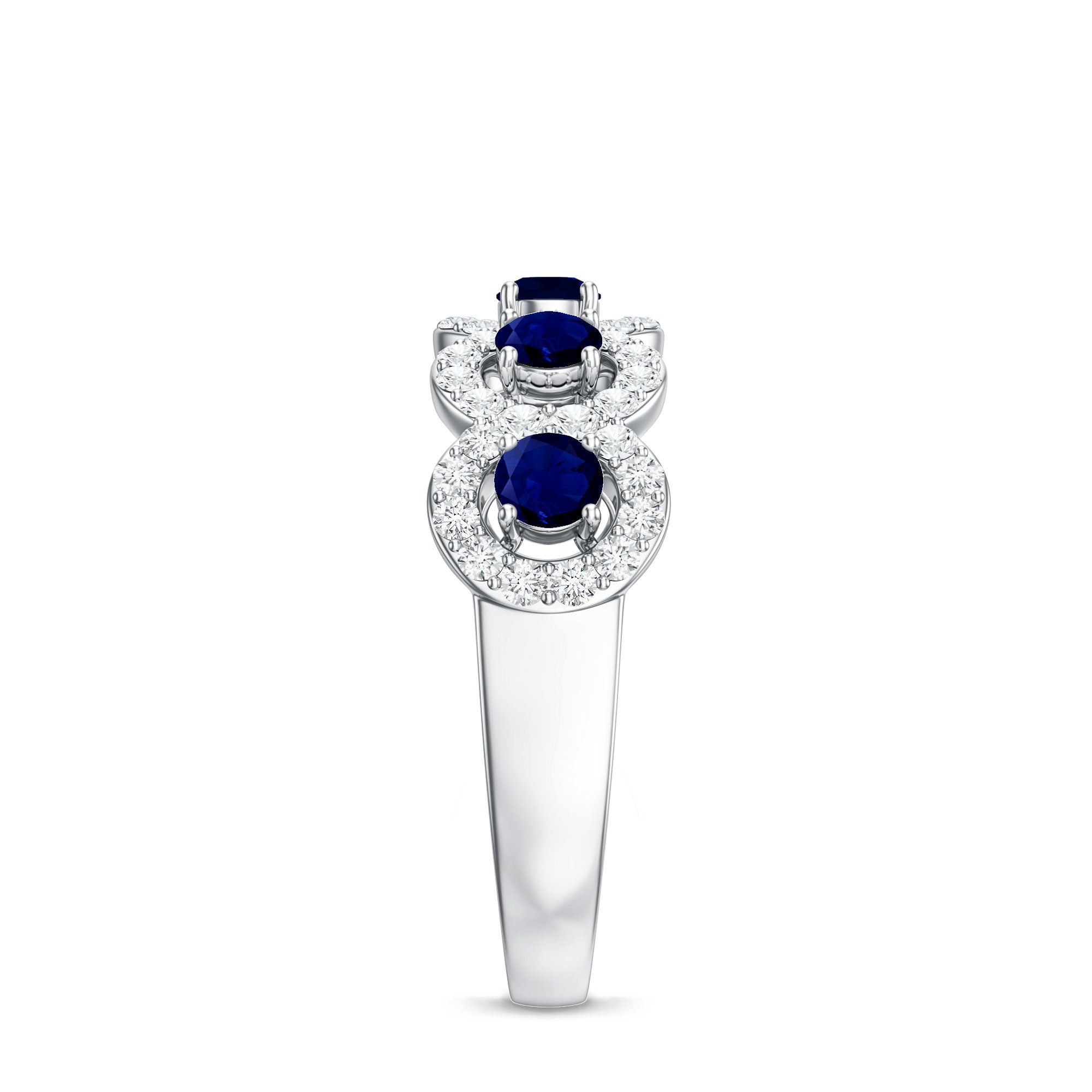 Classic Blue Sapphire Half Eternity Anniversary Ring with Diamond AAA - Rosec Jewels
