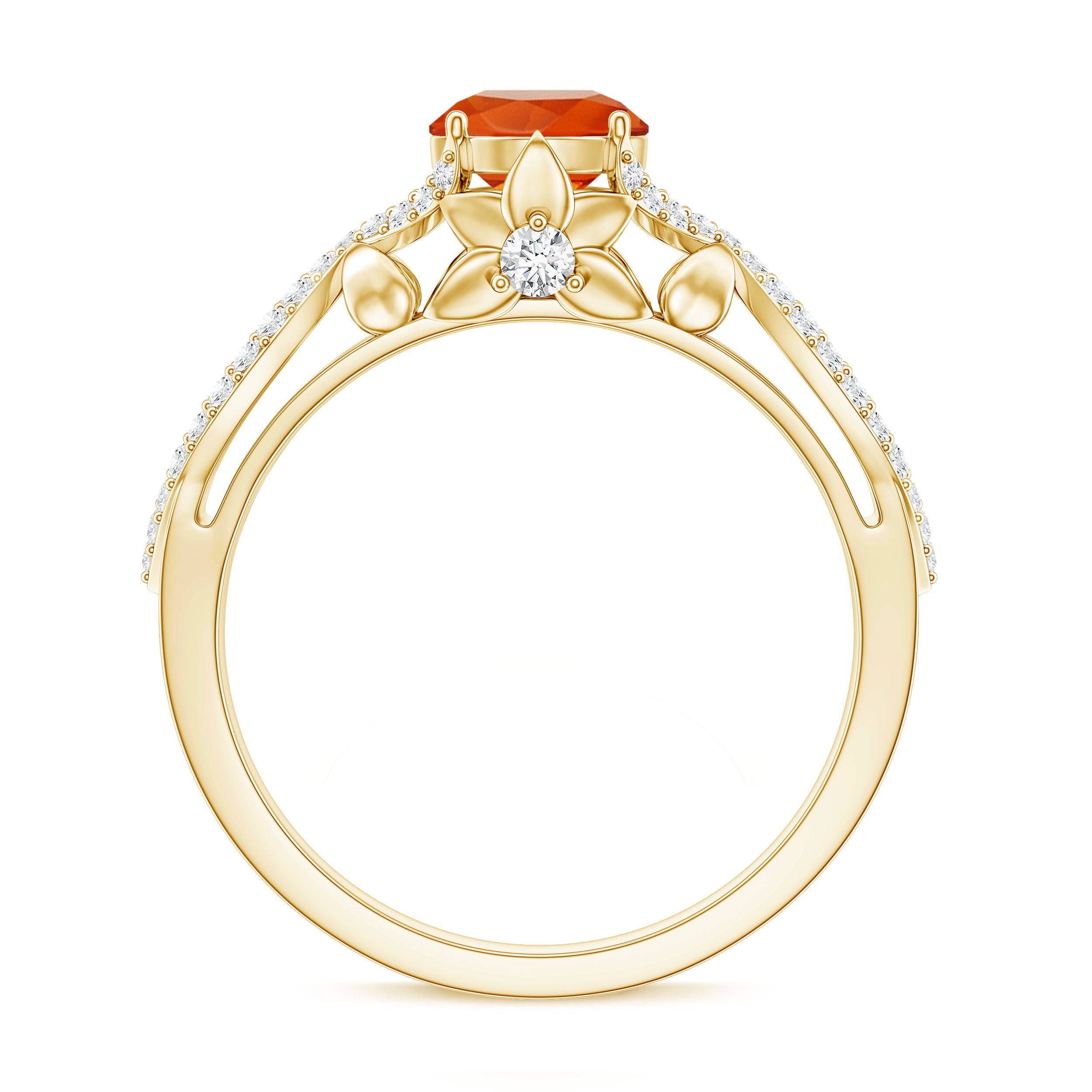 0.7 Carat Fire Opal Crossover Engagement Ring with Diamond AAA - Rosec Jewels