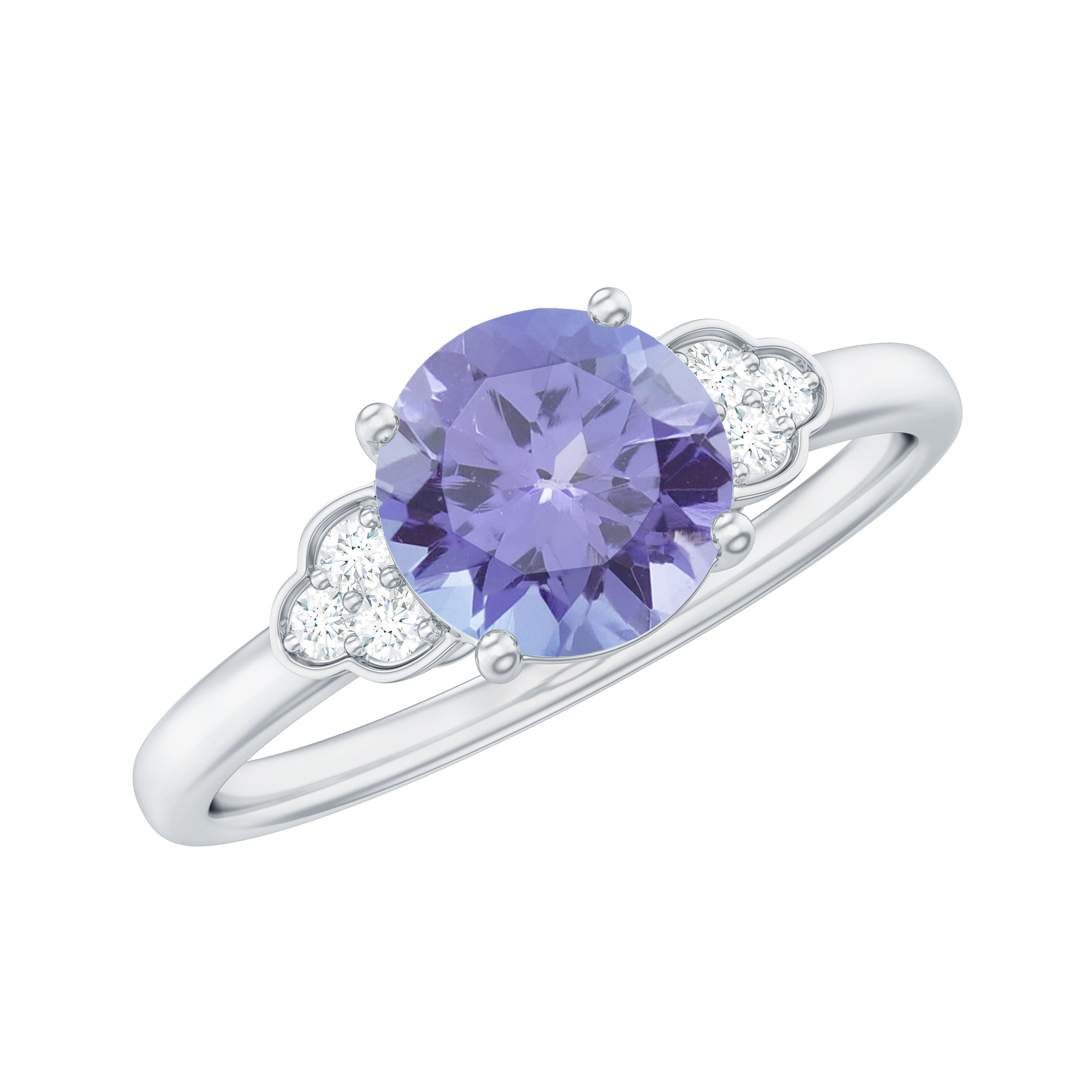 Tanzanite Engagement Ring with Diamond Trio
