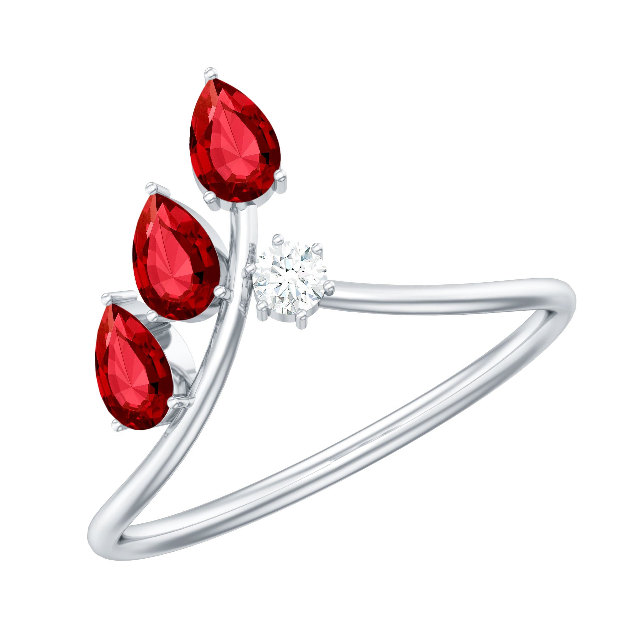 Certified Lab Grown Ruby Ring Guard with Diamond