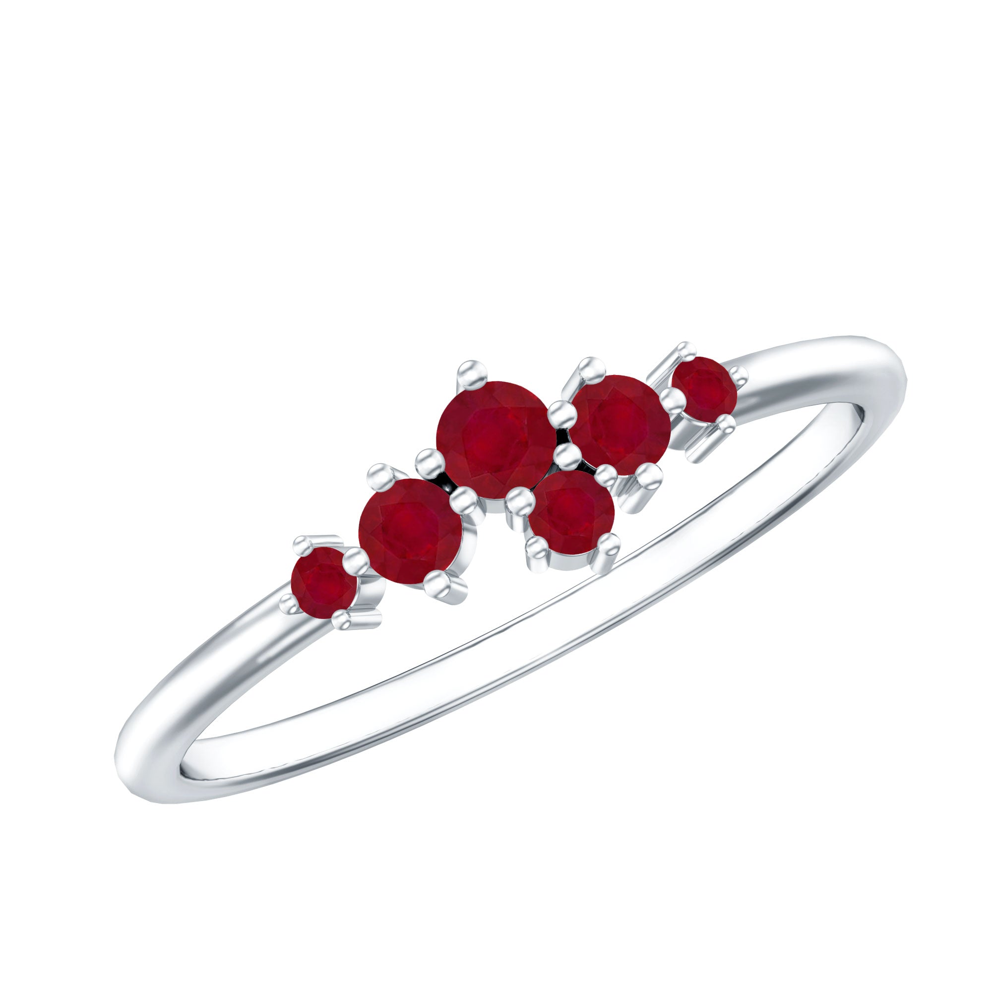 Natural Ruby Cluster Promise Ring for Women AAA - Rosec Jewels