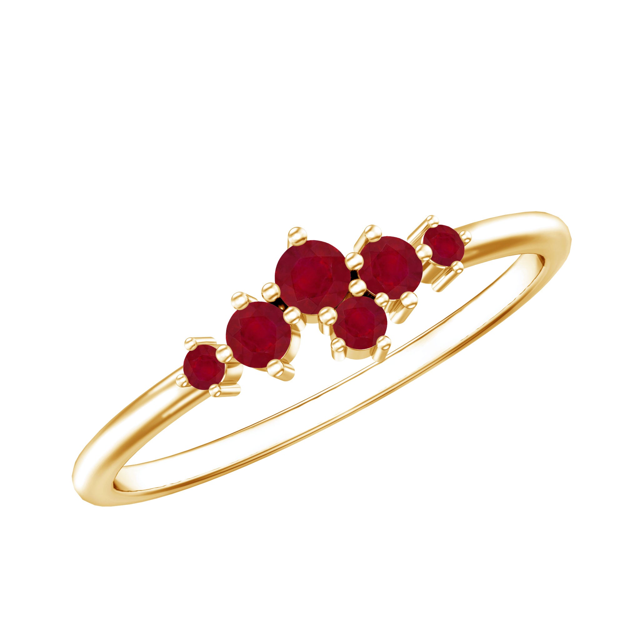 Natural Ruby Cluster Promise Ring for Women AAA - Rosec Jewels